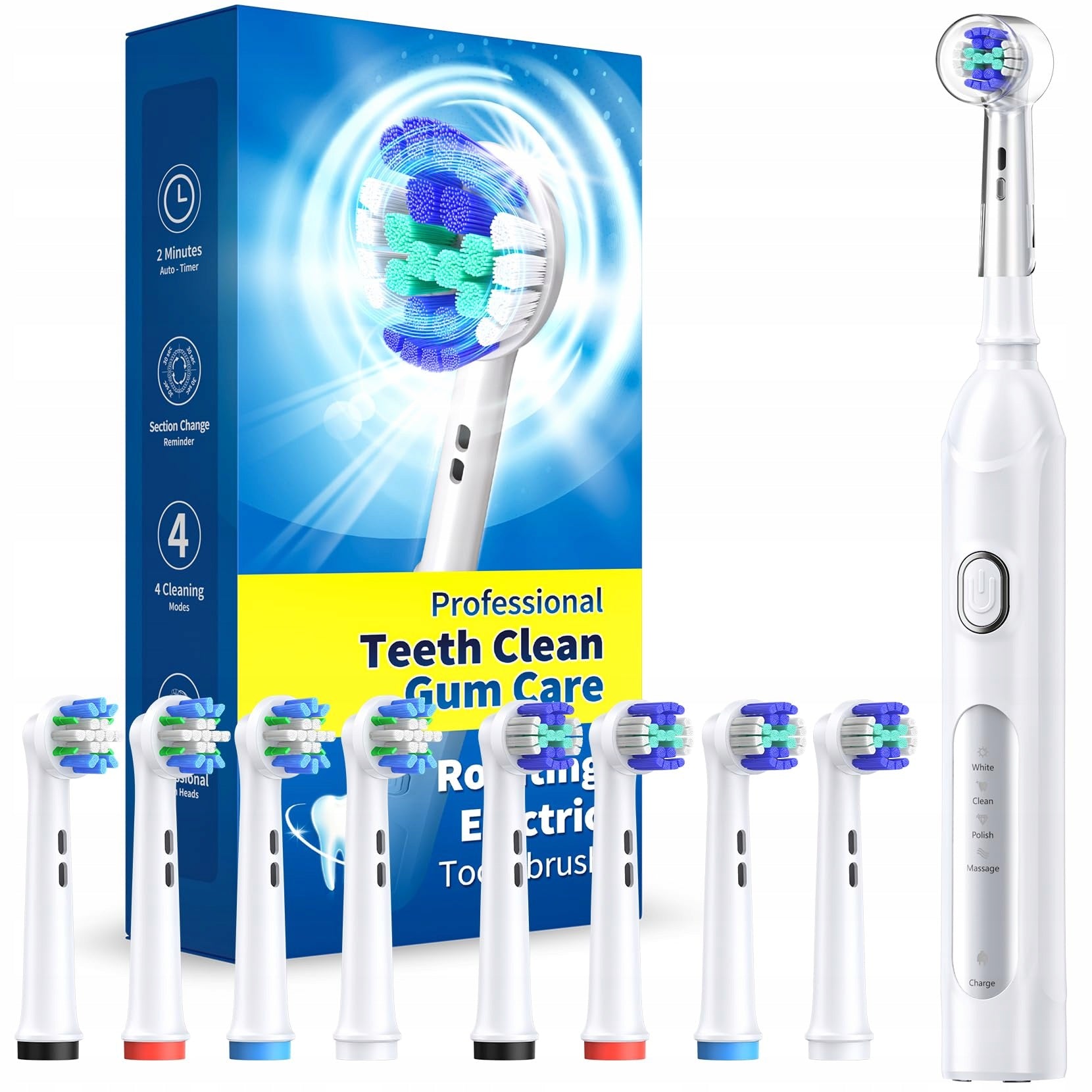 Rotating Electric Toothbrush for Adults with 8 Heads
