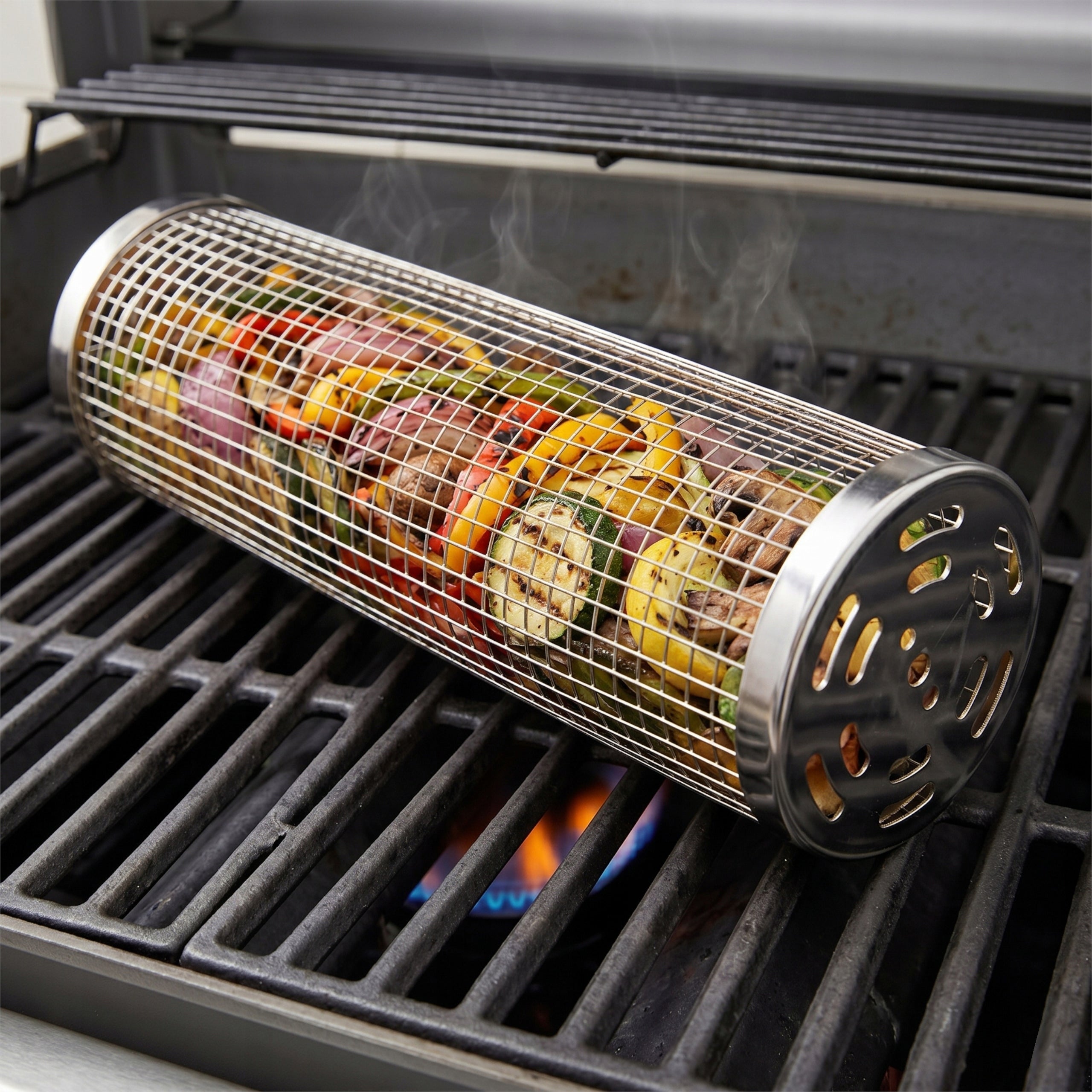 Rotating Grill Basket Stainless Steel Basket for Grilling Vegetables Material stainless steel
