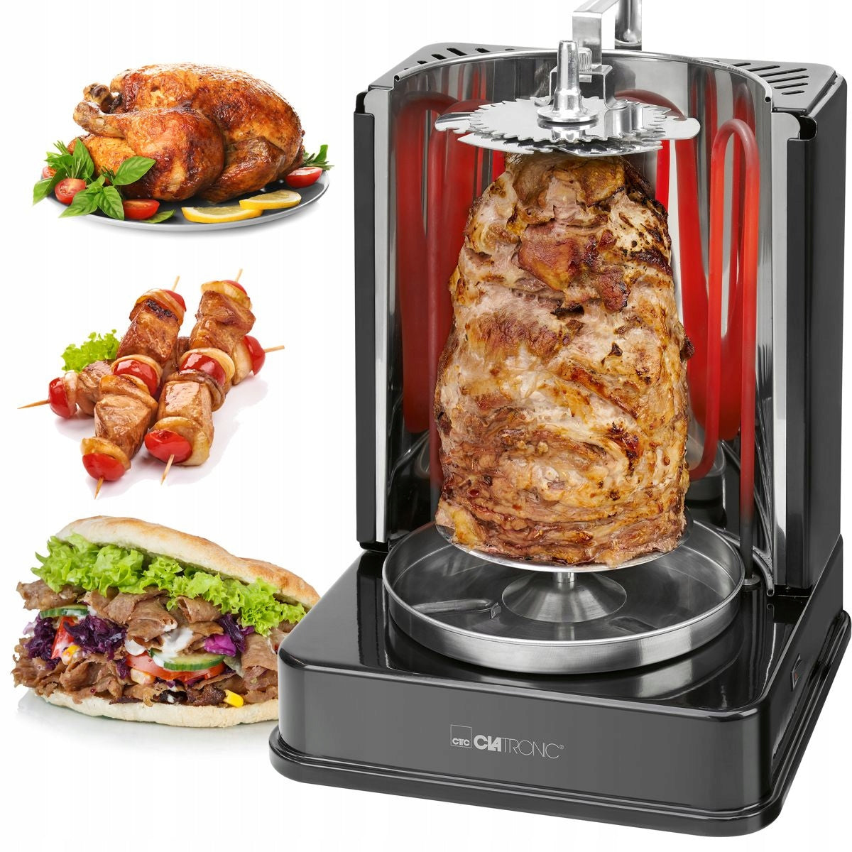 Rotating Grill for Kebab Chicken TOASTER Vertical Doner SKEWERS SPIT Packaging status original