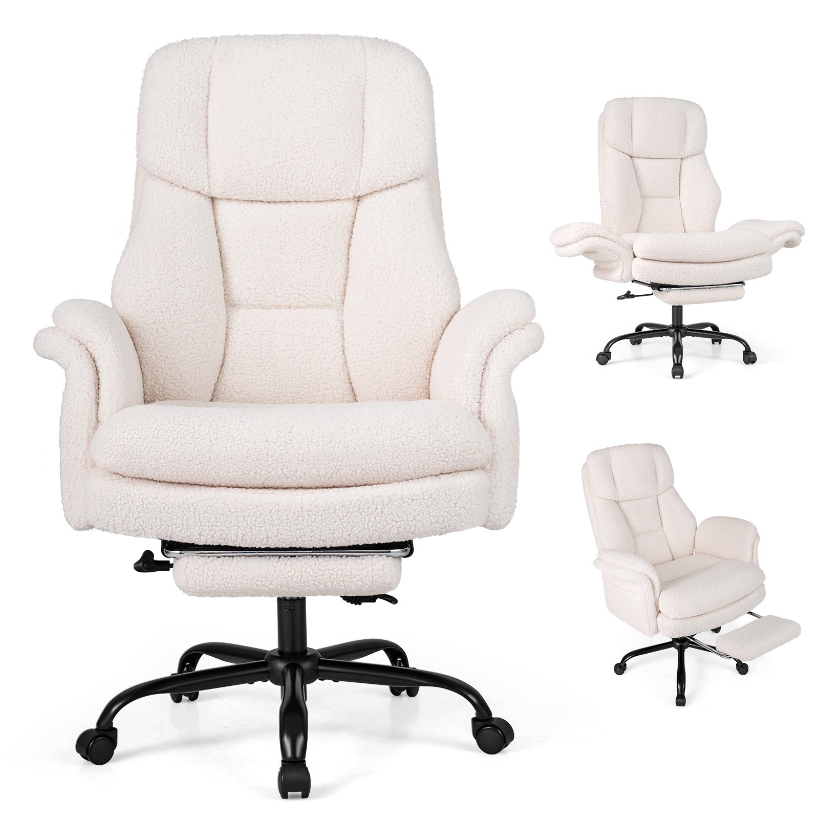 Rotating Office Chair on Wheels Chair with Plush Upholstery for Office