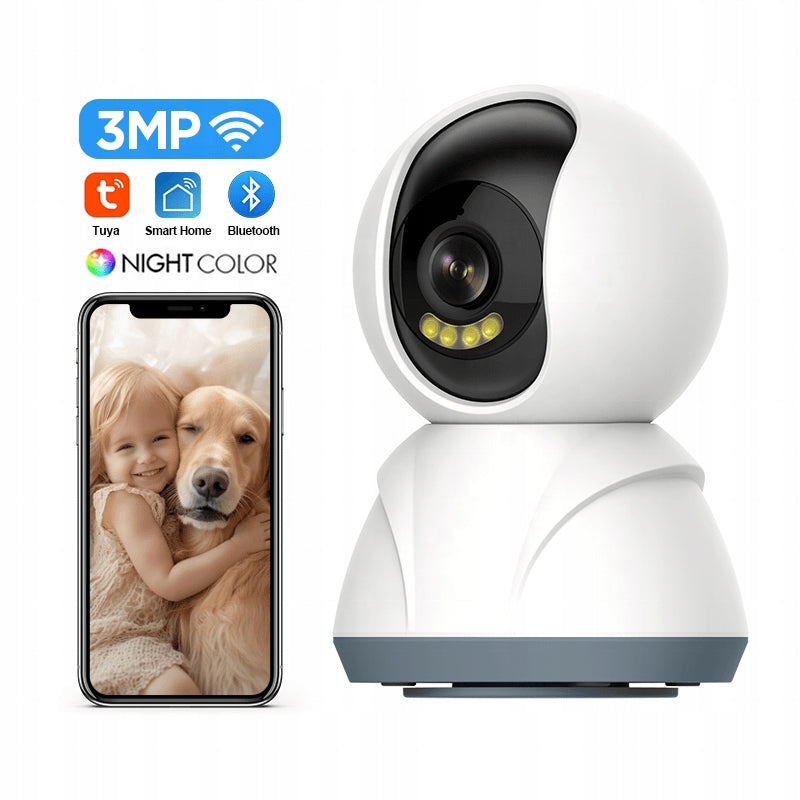Rotating Wireless Baby Monitor Electronic IP Camera 3MP TUYA Smart, Wi-Fi Brand no brand