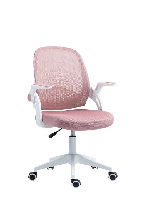Rotating chair for desk FLEXO pink with folding armrests Furniture depth 52 cm