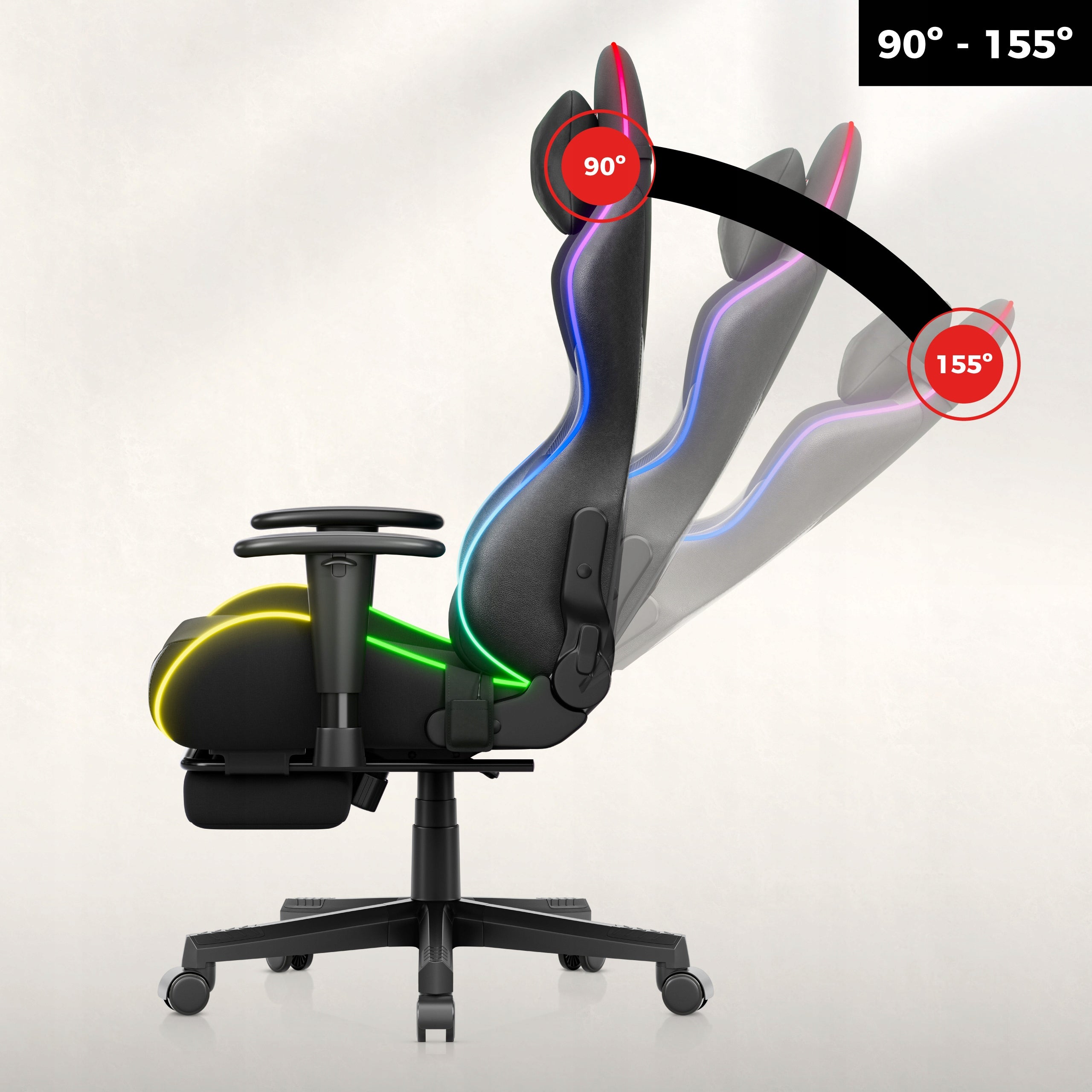 Rotating gaming chair for desk HUZARO black bucket RGB LED footrest Brand Huzaro