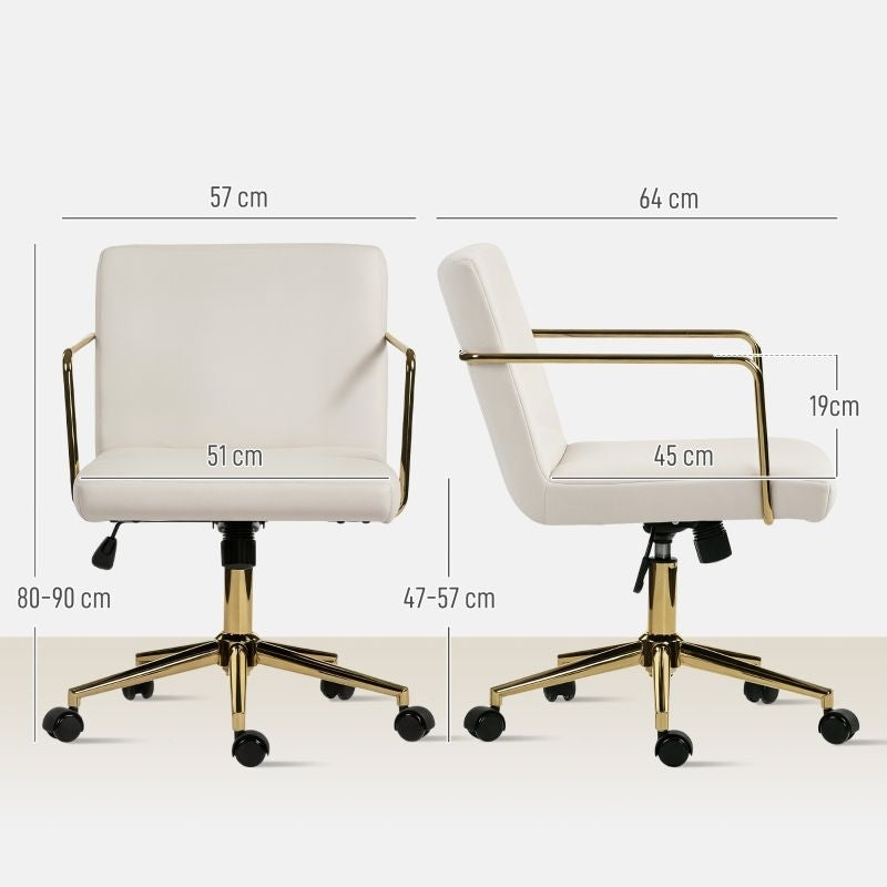 Rotating office chair, velvet, cream white Brand no brand