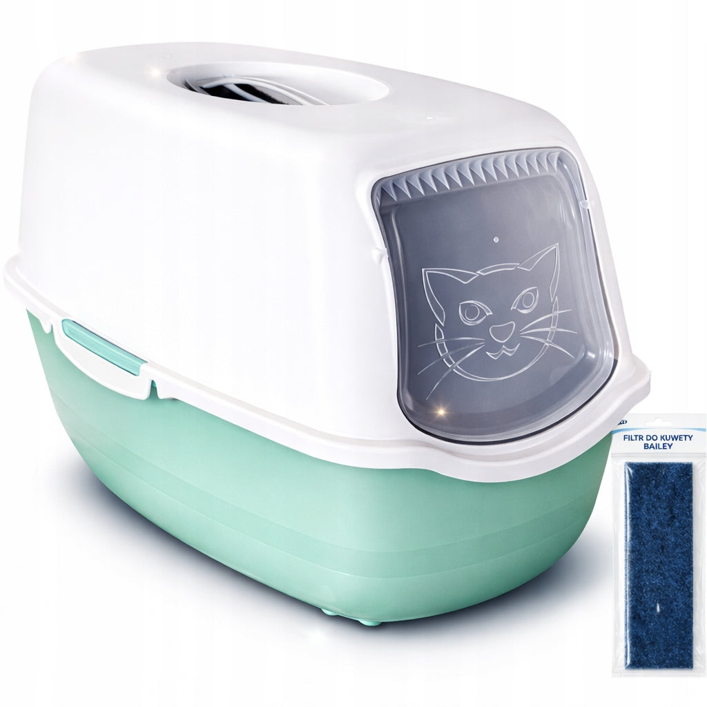 Rotho BAILEY Closed litter box with filter Green/Sand + Spare Filter