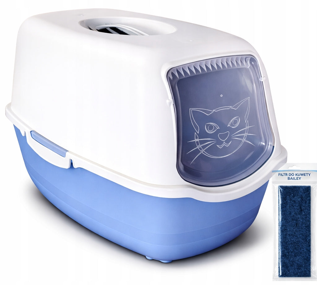 Rotho BAILEY closed litter box with filter Blue/Sand + Spare Filter