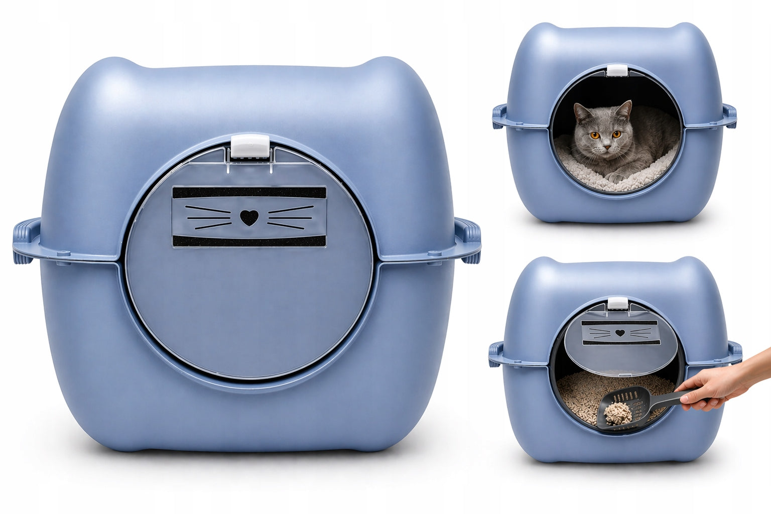 Rotho Bella Blue Large Closed XXL Cat Litter Cuvette Benek