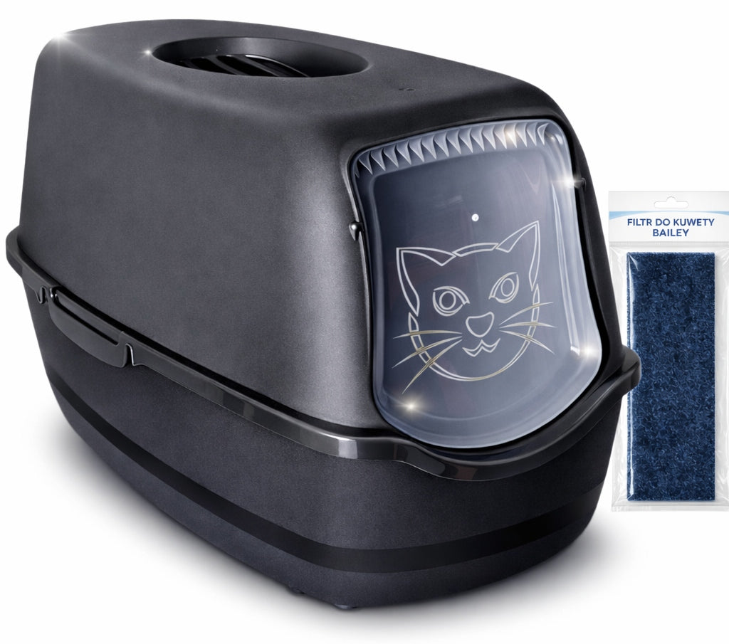 Rotho Large Cat Cuvette Closed for Cat Litter Black + Stock