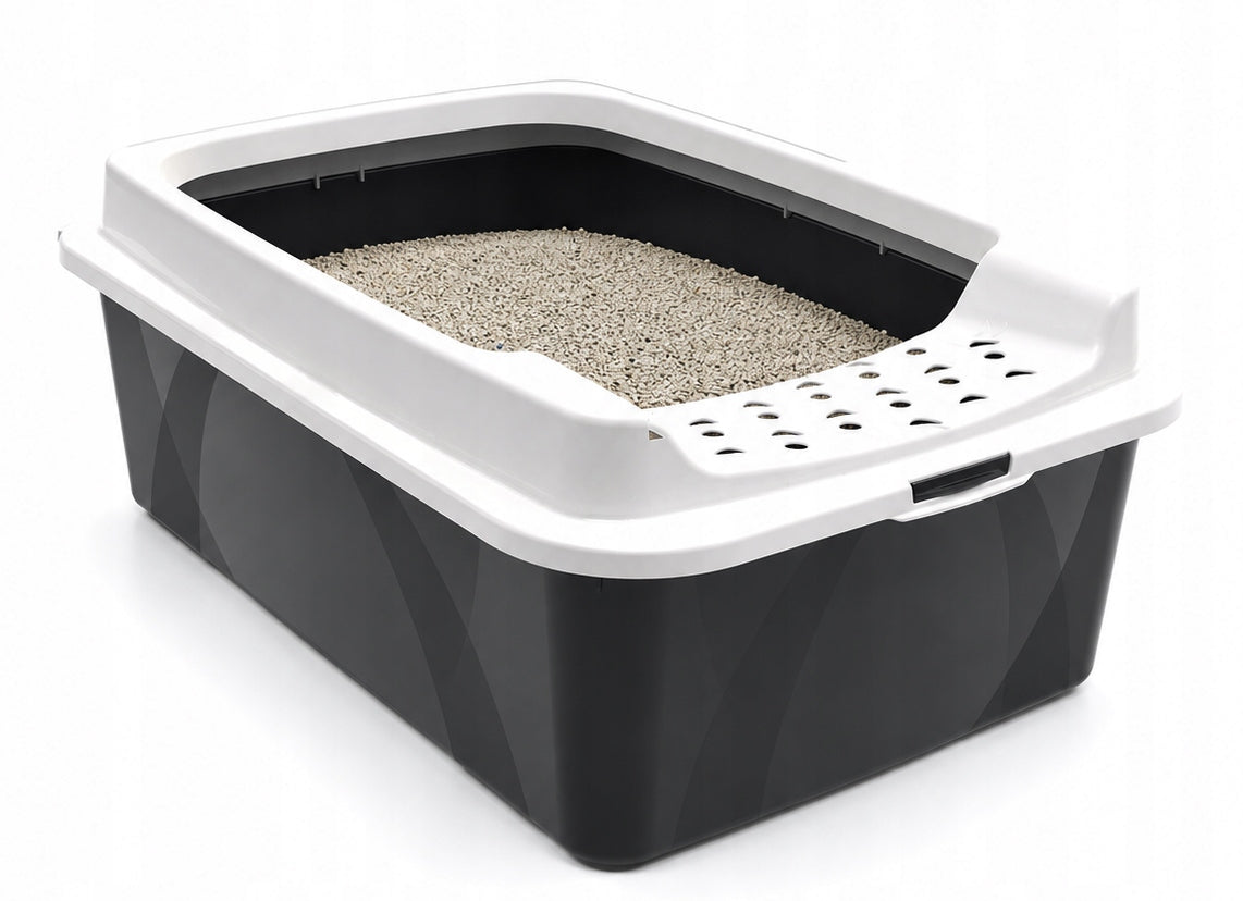 Rotho Large Cat Cuvette Open with Frame Black Cat Litter Cuvette Brand Rotho