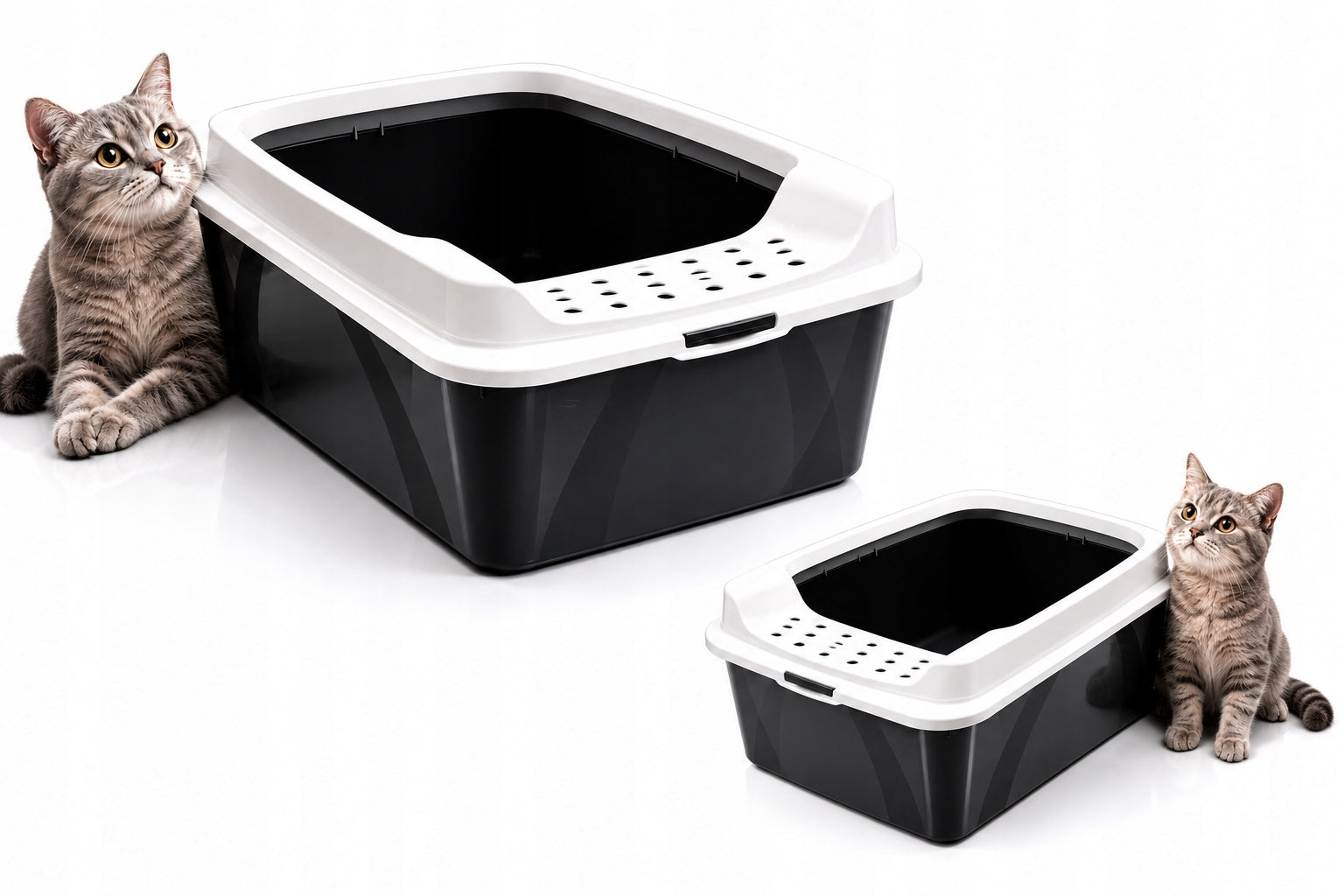 Rotho Large Cat Cuvette Open with Frame Black Cat Litter Cuvette Model Europlanet Otwarta Kuweta Czarna
