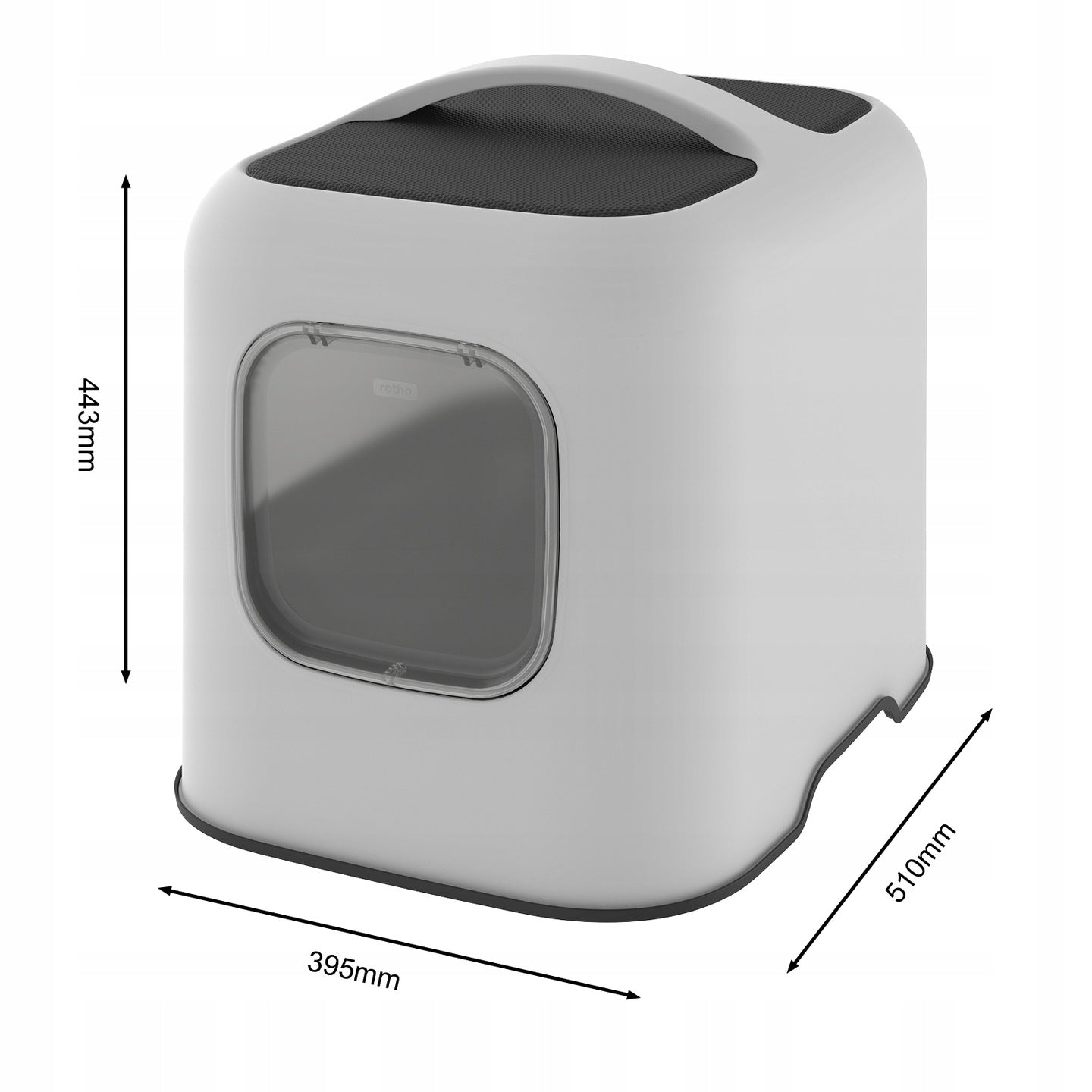 Rotho WHITE closed litter box with Spatula Green Color green