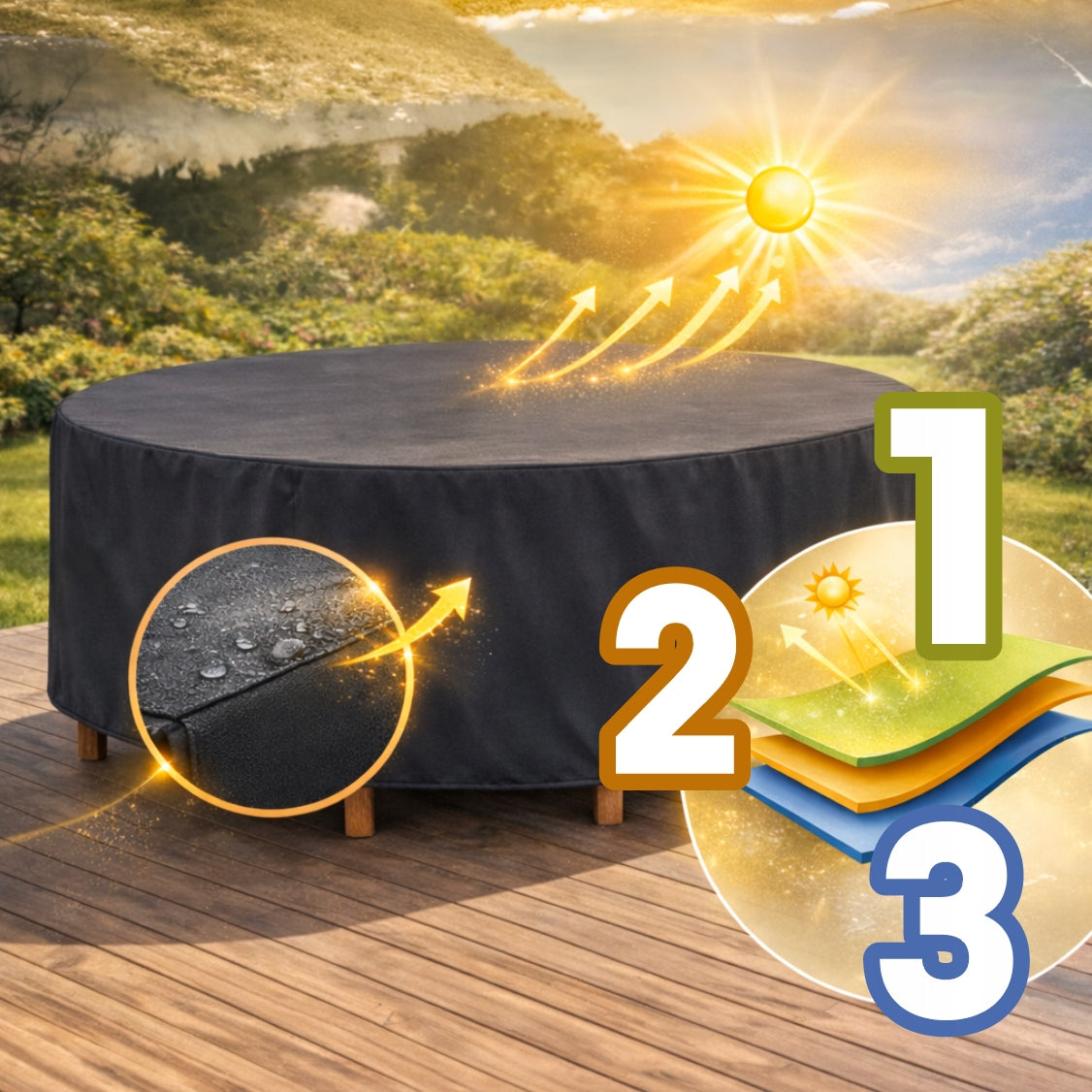 Round Cover for Garden Furniture Any DIMENSION price per meter Color black