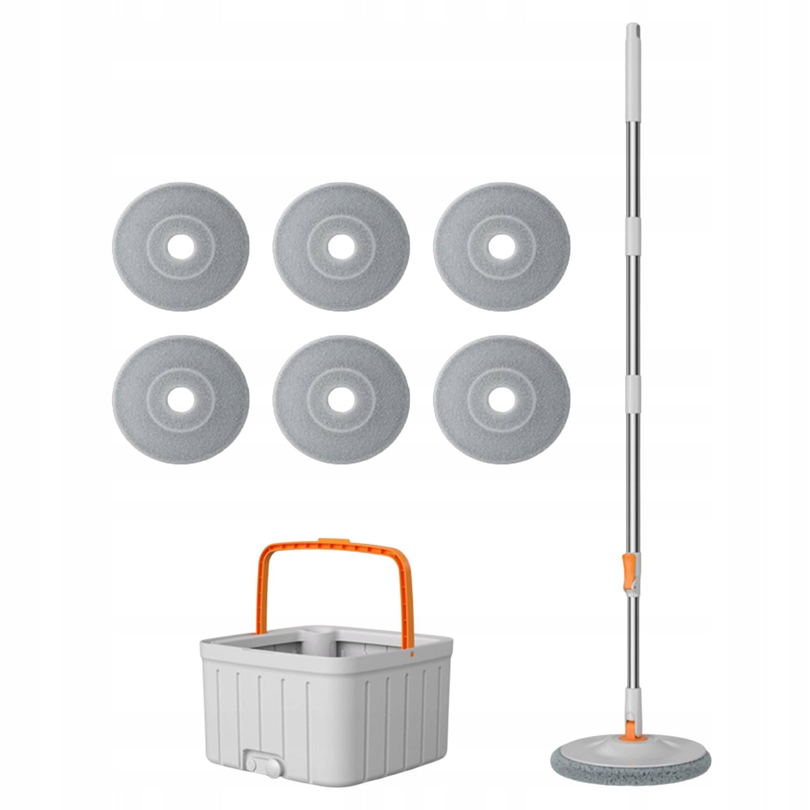 Round Flat Floor Mop Bucket Set Mop Telescopic Mop Handle , Two with 6 Pads Brand no brand