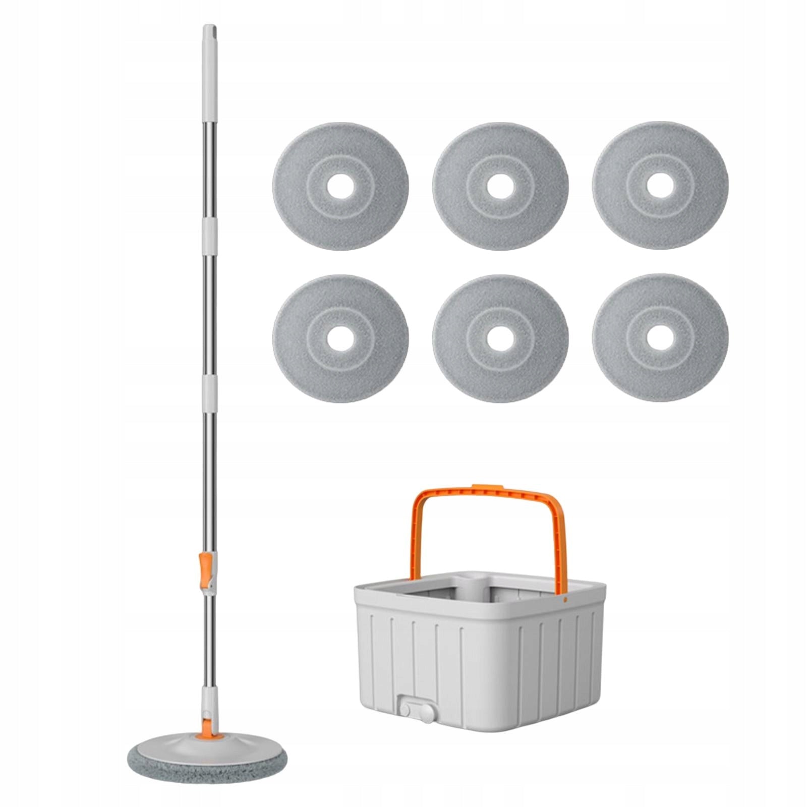 Round Flat Floor Mop Bucket Set Mop Telescopic Mop Handle , Two with 6 Pads Dominant color other