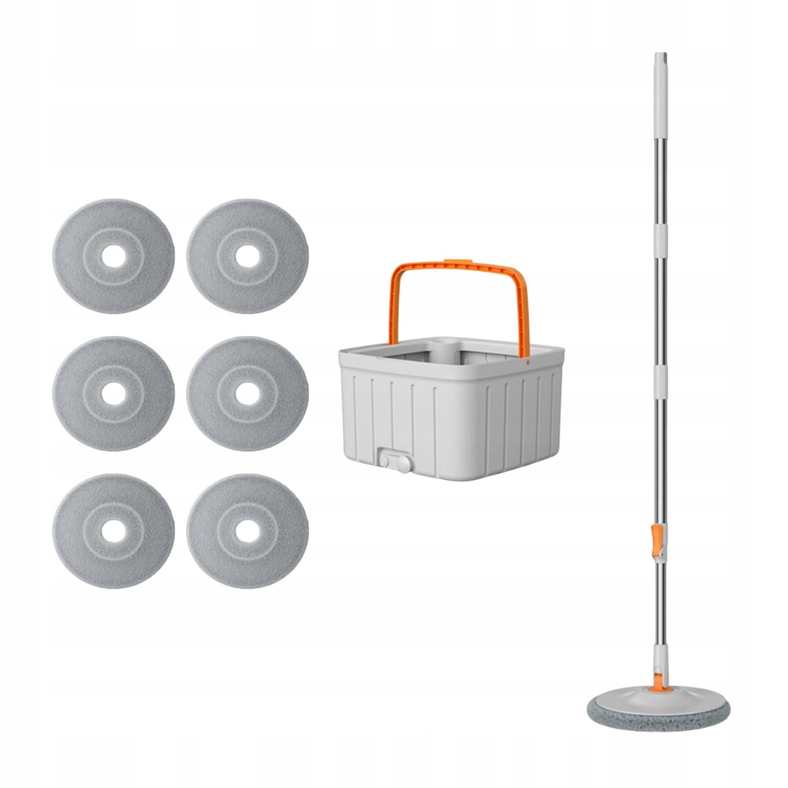 Round Flat Floor Mop Bucket Set Spin Mop , Separated Clean and with 6 Pads