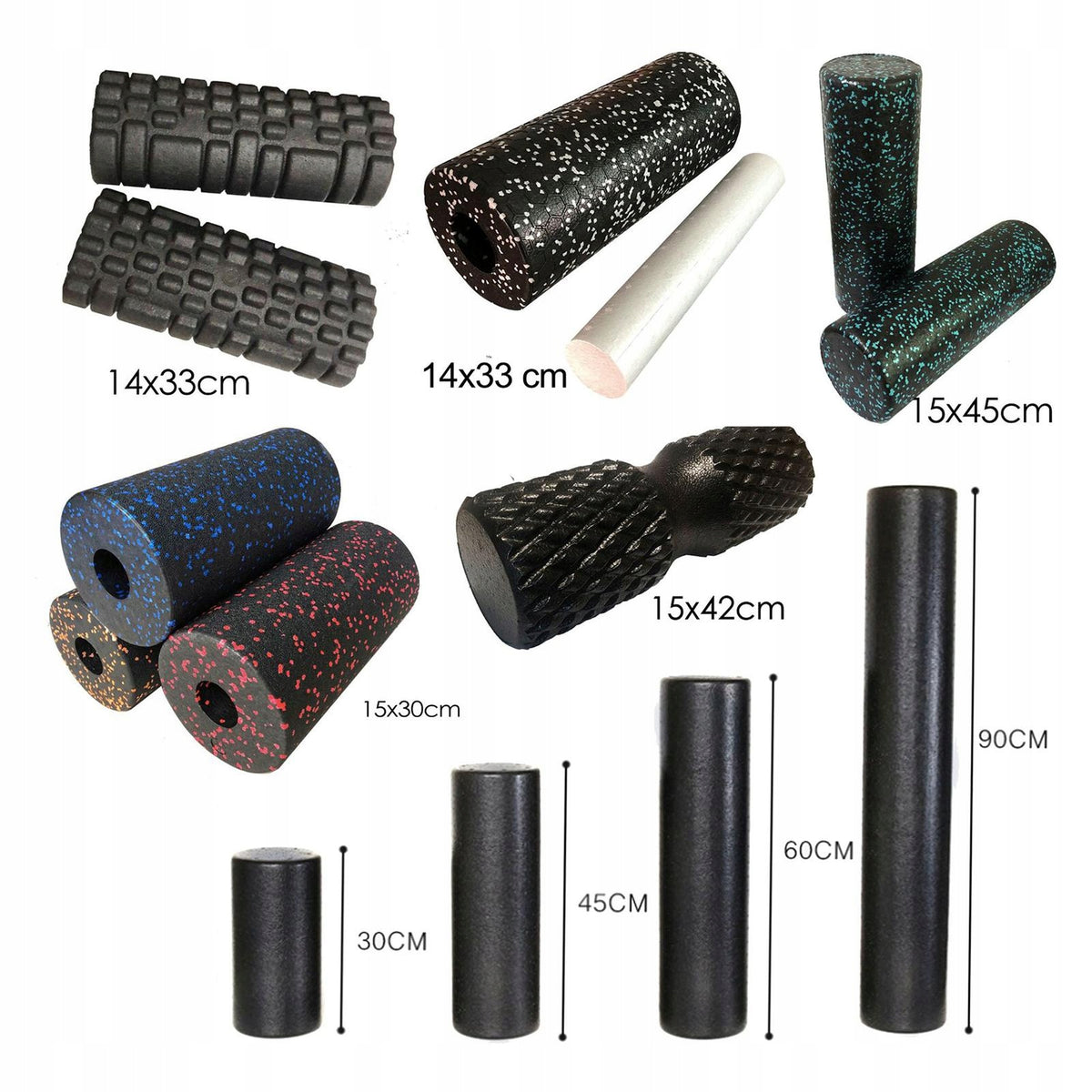 Round Foam Roller High Density Muscle Exercise Roller Yoga Column 15cmx90cm Packaging status original