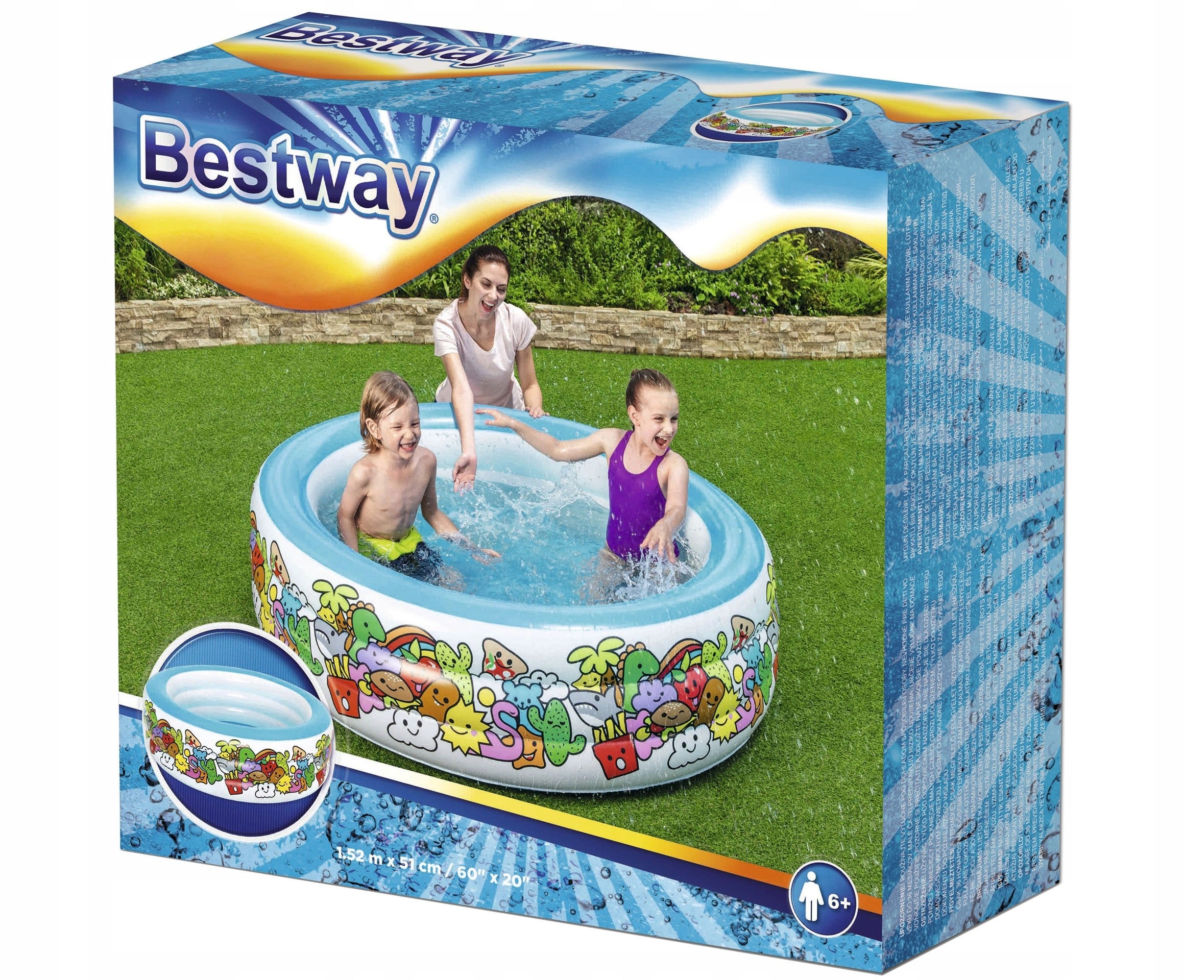 Round InFLATABLE PADDLING POOL Baby bathtub dry pool 152/51 cm Product width 152 cm