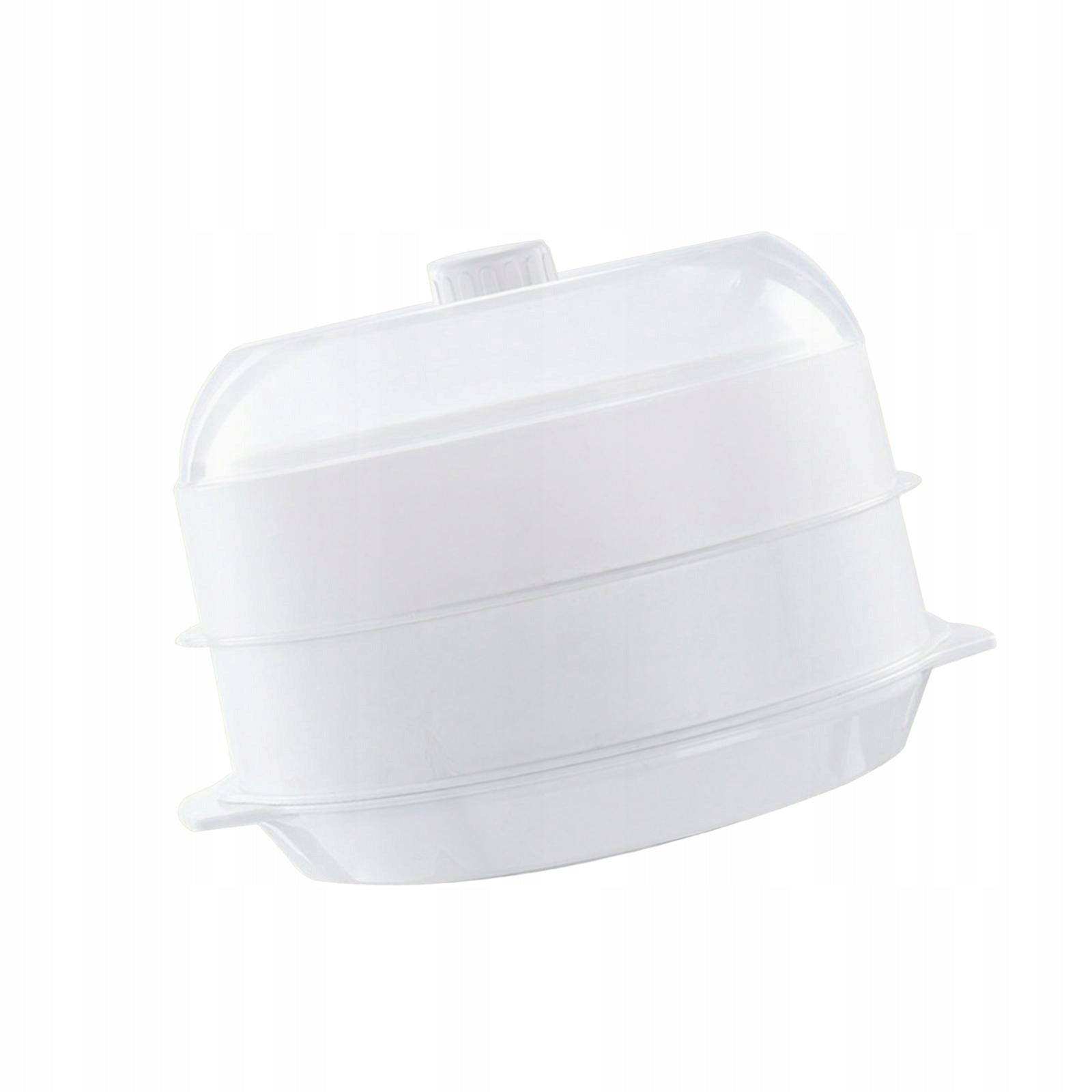 Round Microwave Heating Steamer Dish Cooking Pot white double layer
