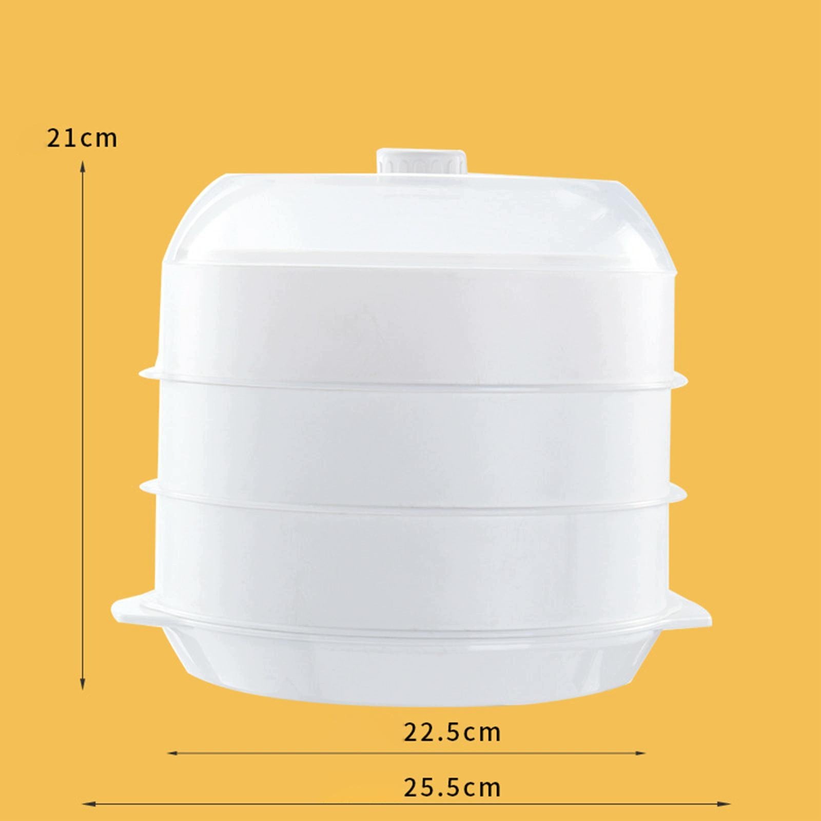 Round Microwave Heating Steamer Dish Cooking Pot white three layer Packaging status original