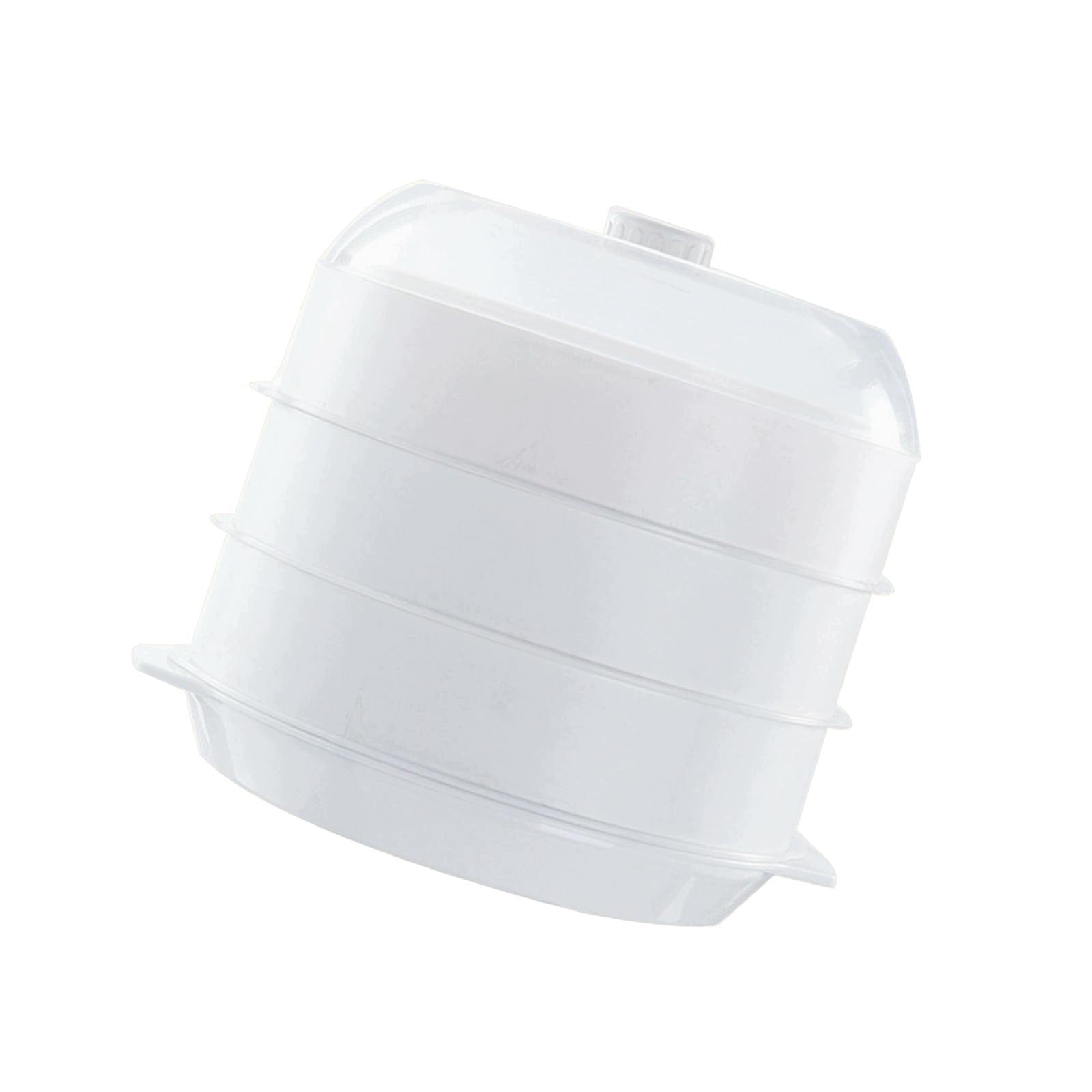Round Microwave Heating Steamer Dish Cooking Pot white three layer