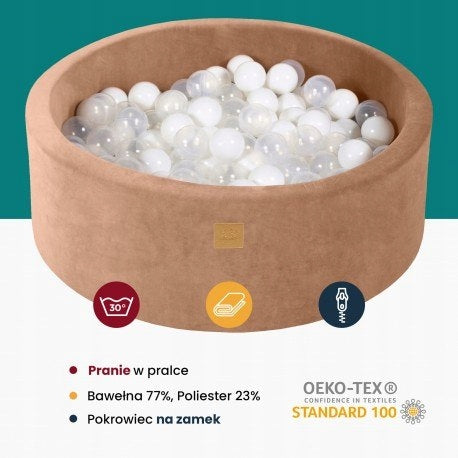 Round Pool without Balls, 90x30cm, Beige, Velvet Color beige