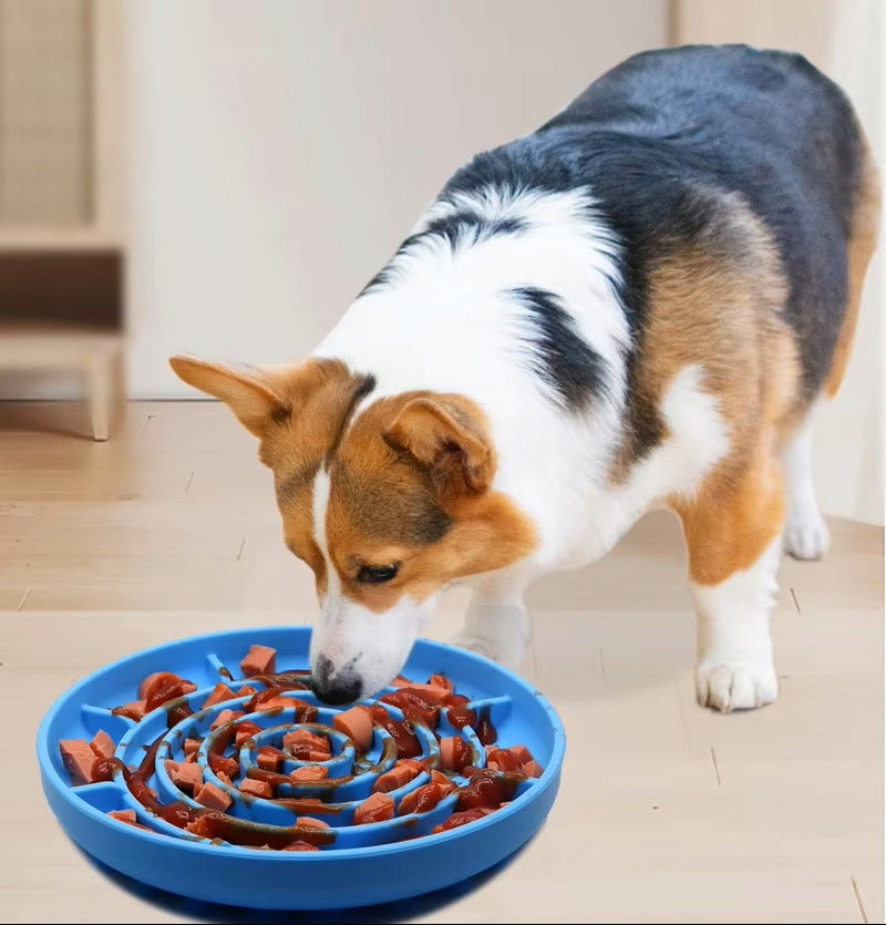 Round Slow Feeder Bowl for Cat Dog 20 cm Colors THE ZOO Color multicolor