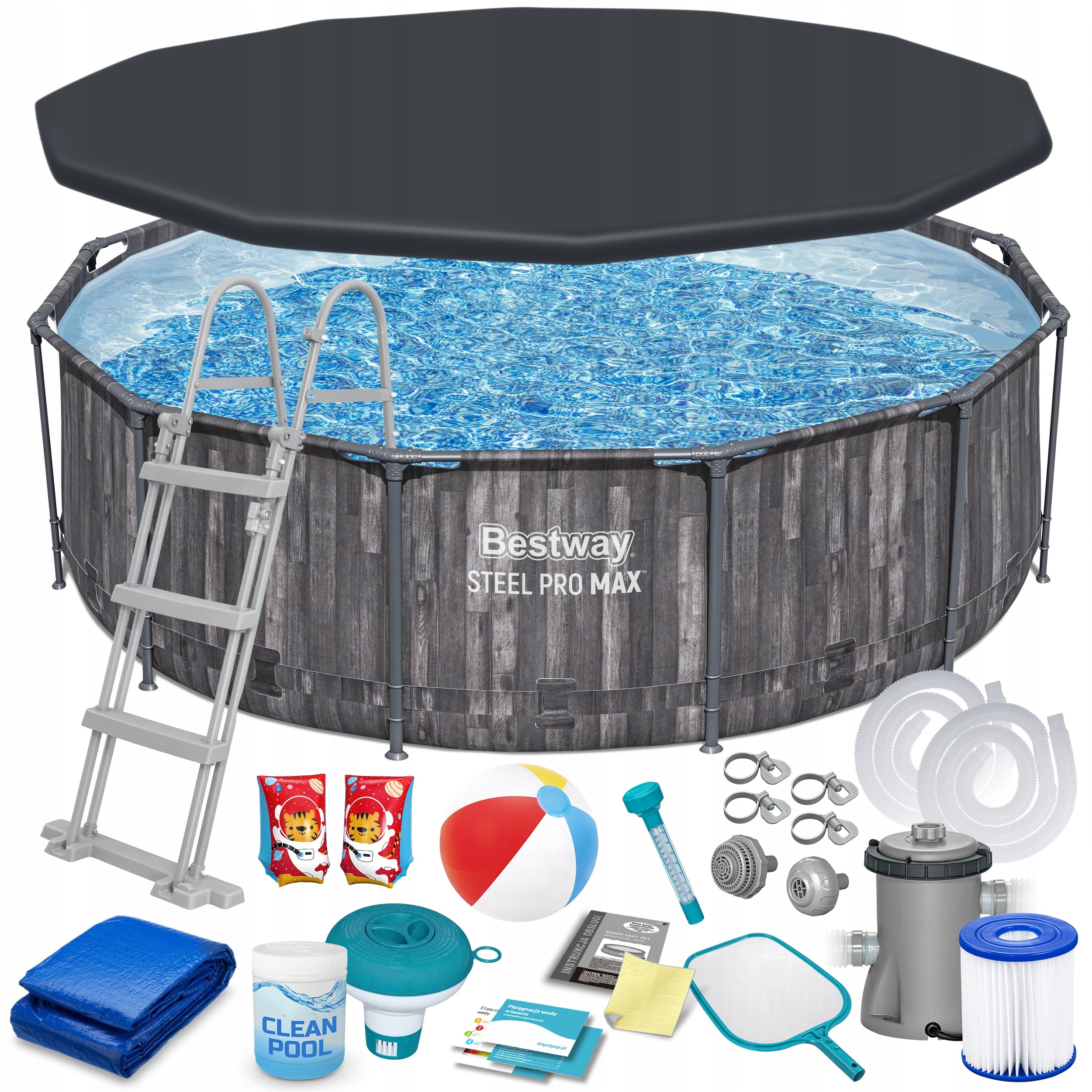 Round garden frame pool 366x100cm Bestway set max 18in1