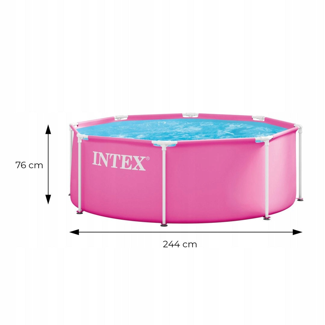 Round garden frame pool for children 244x76 cm pink INTEX 28290ND Height 76 cm