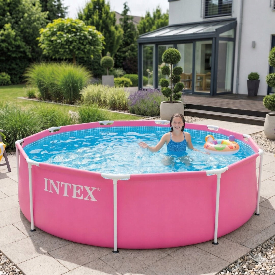 Round garden frame pool for children 244x76 cm pink INTEX 28290ND Packaging status original