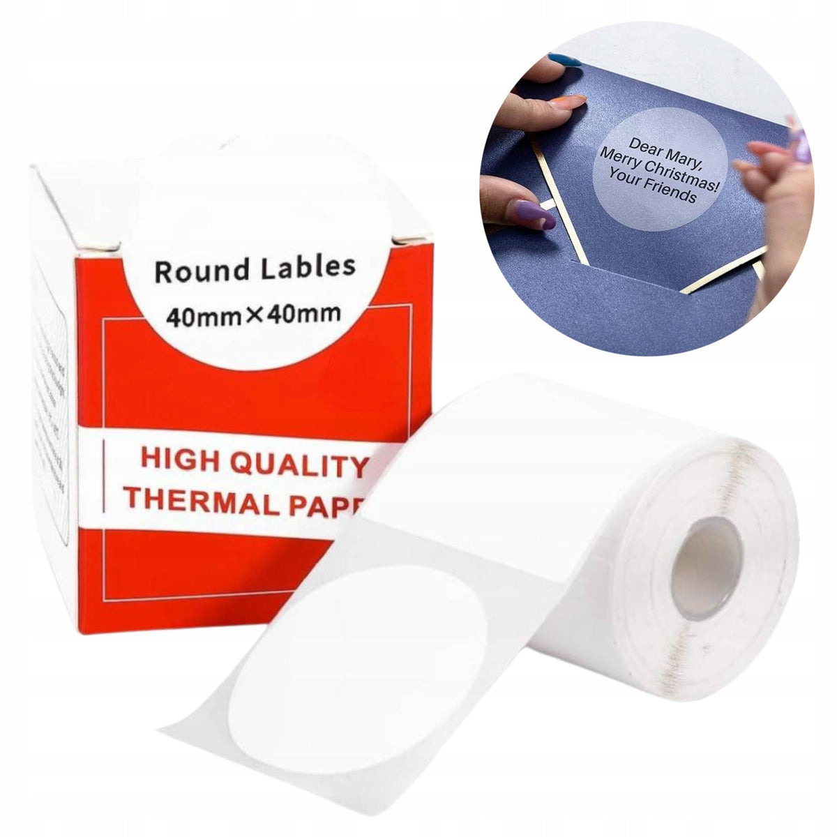 Round labels 40mm stickers for Phomemo M110 M120 M200 M220 white fi40