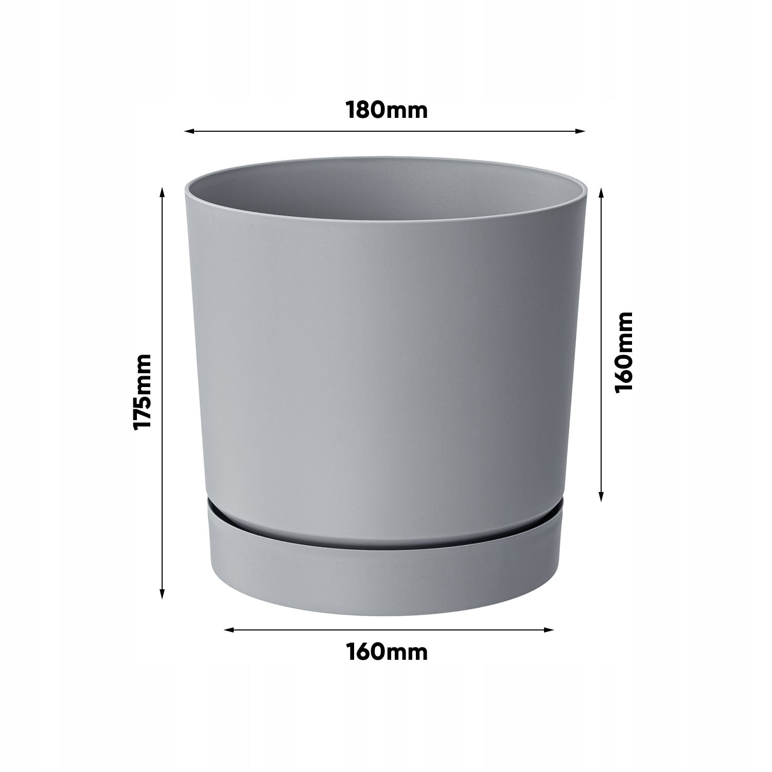 Round pot Low pot TUBO P DPOP180 Grey EAN (GTIN) 5905197467009