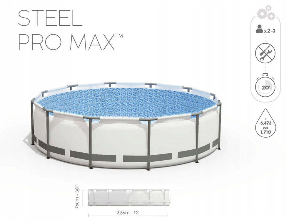 Round rack pool Bestway 366 x 366 cm 6,473L 7in1 pump 56416 Series Basen stelażowy