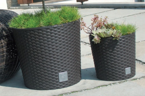 Round rattan pot 25cm with insert Planter + spacer cartridge Volume 11 l