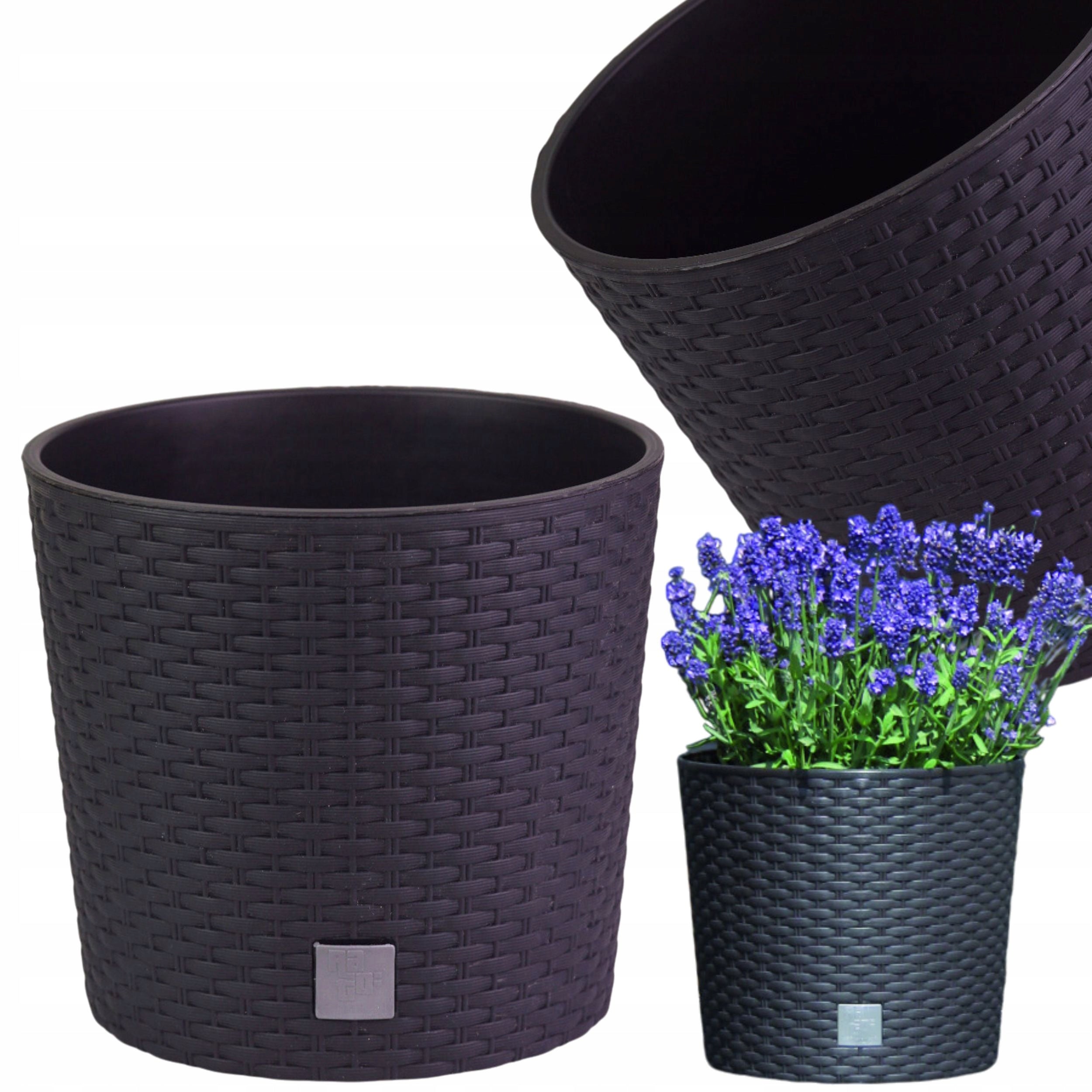Round rattan pot 25cm with insert Planter + spacer cartridge