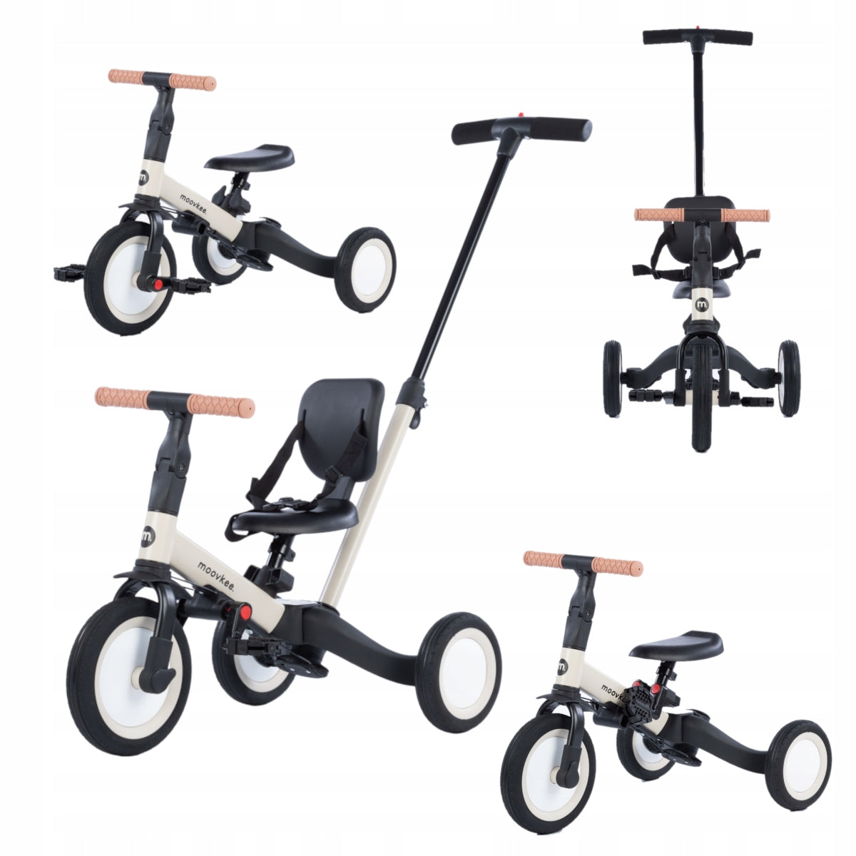 Dreirad-Laufrad Moovkee Mike 6in1, braun/schwarz 