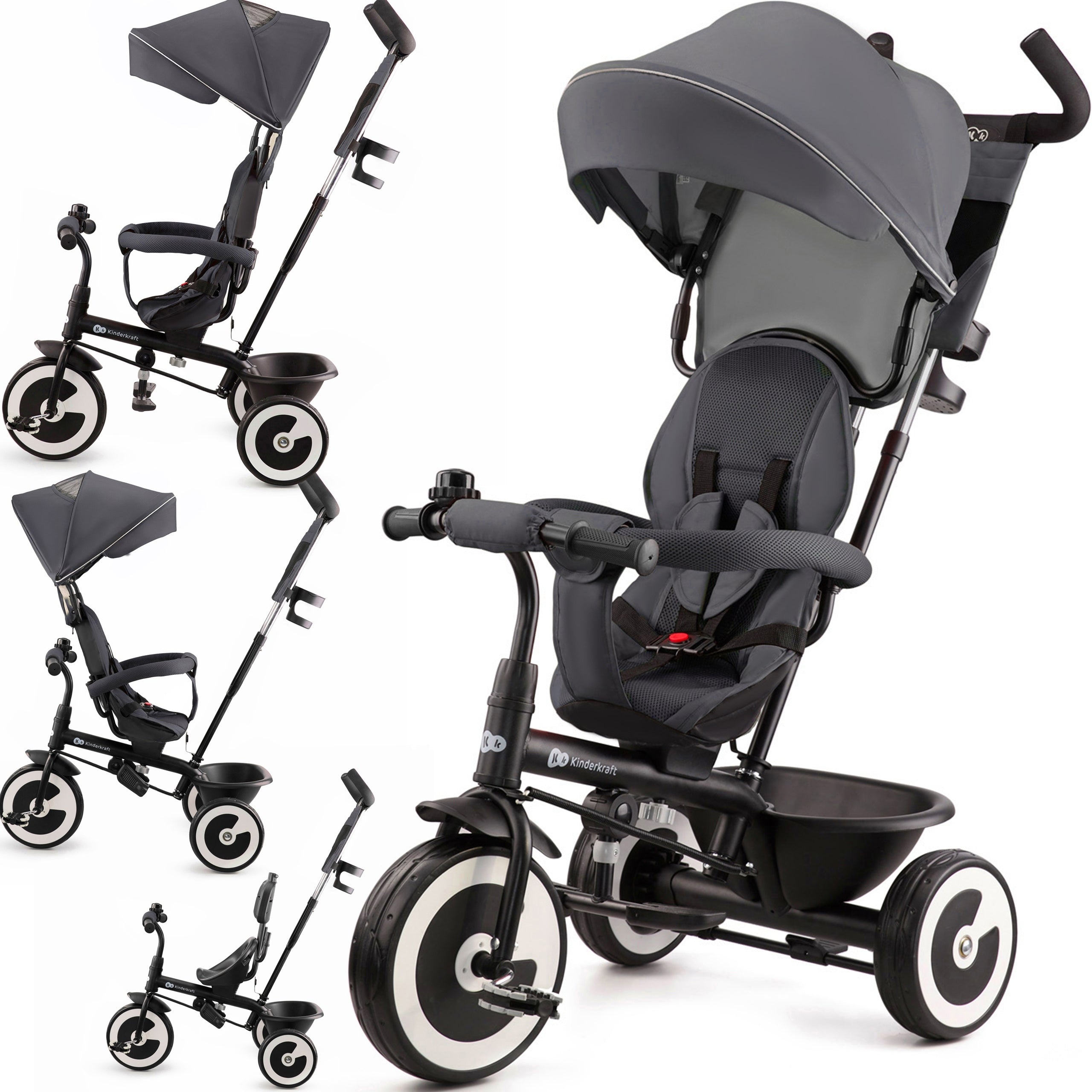 Multifunktionales Dreirad Kinderkraft Aston, grau 