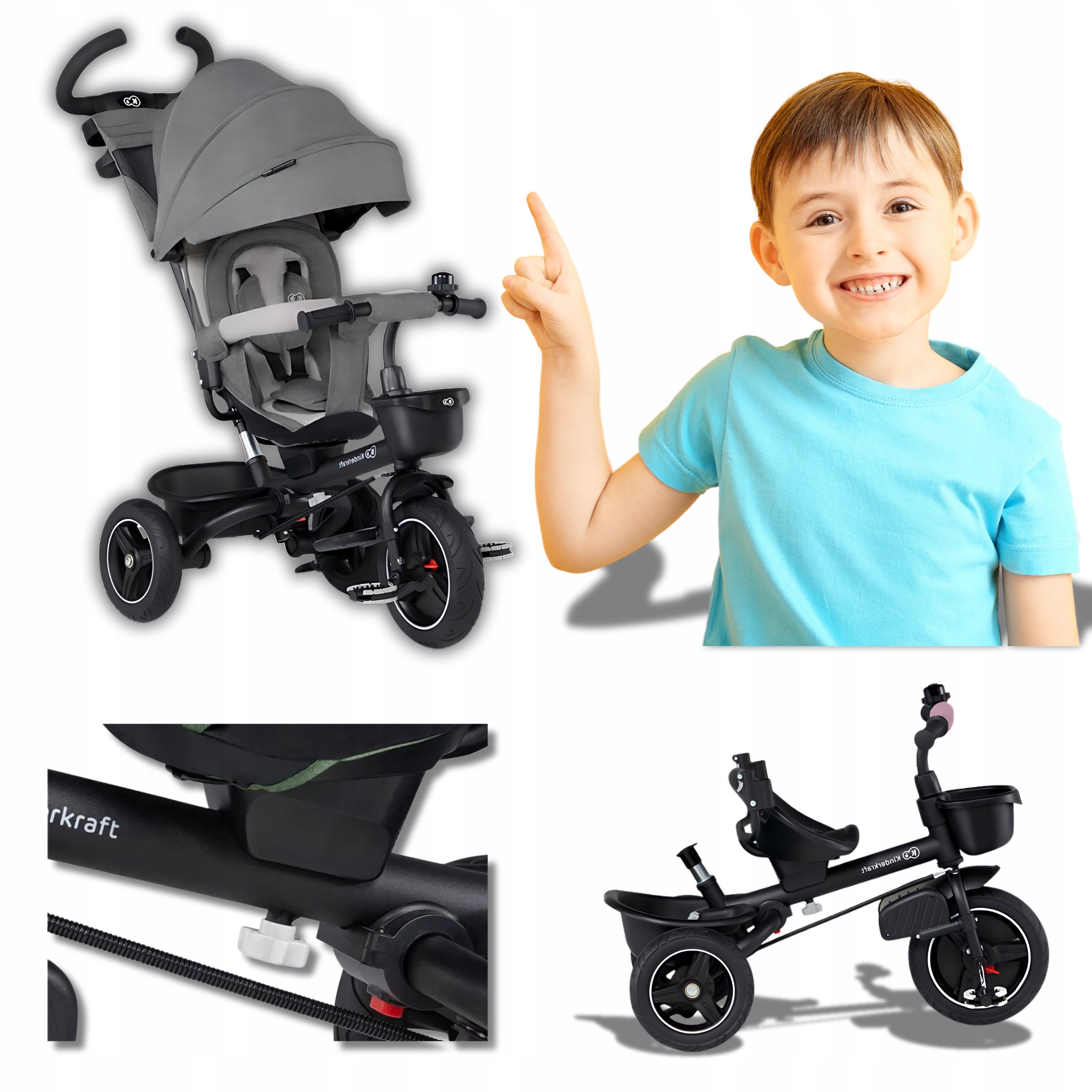 Dreirad Kinderkraft Spinstep, Grau 