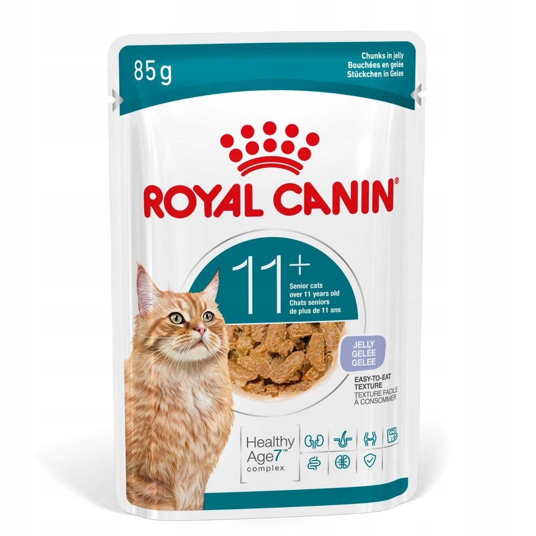 Royal Canin Ageing 11+ Jelly Wet Food 85g Pieces in Cat Jelly Packaging status original