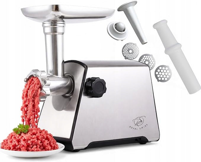 Royal Swiss 1800W Electric Meat Grinder – 3 Grinding Plates (Copper Motor)
