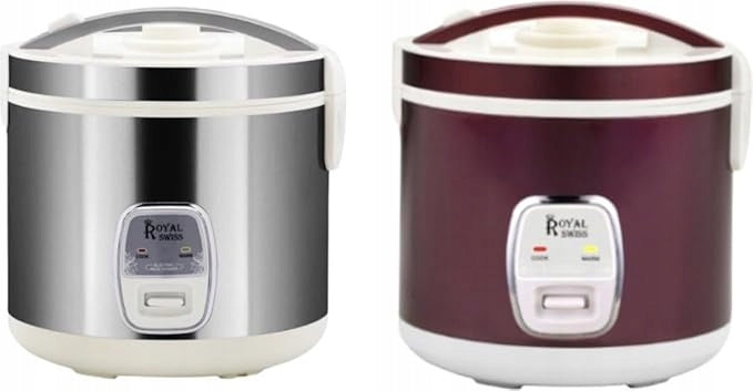 Royal Swiss 2.2L Electric Rice Cooker with keep warm Steamer - Purple, Grey Packaging status original