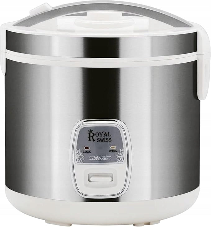 Royal Swiss 2.2L Electric Rice Cooker with keep warm Steamer - Purple, Grey