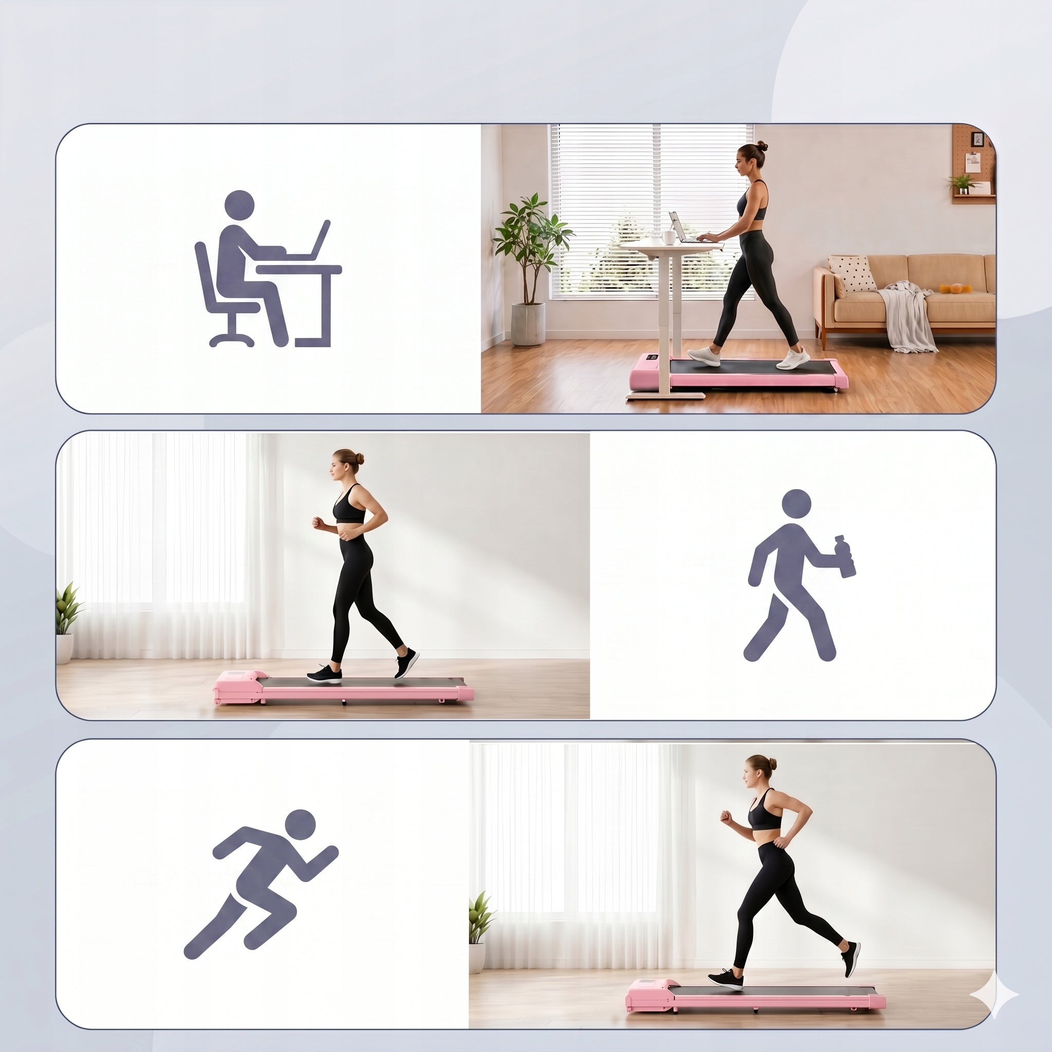 Różowa Bieżnia Pod Biurko Walking Pad Ultra Slim do 6km/h Kinomap Zwift Model other