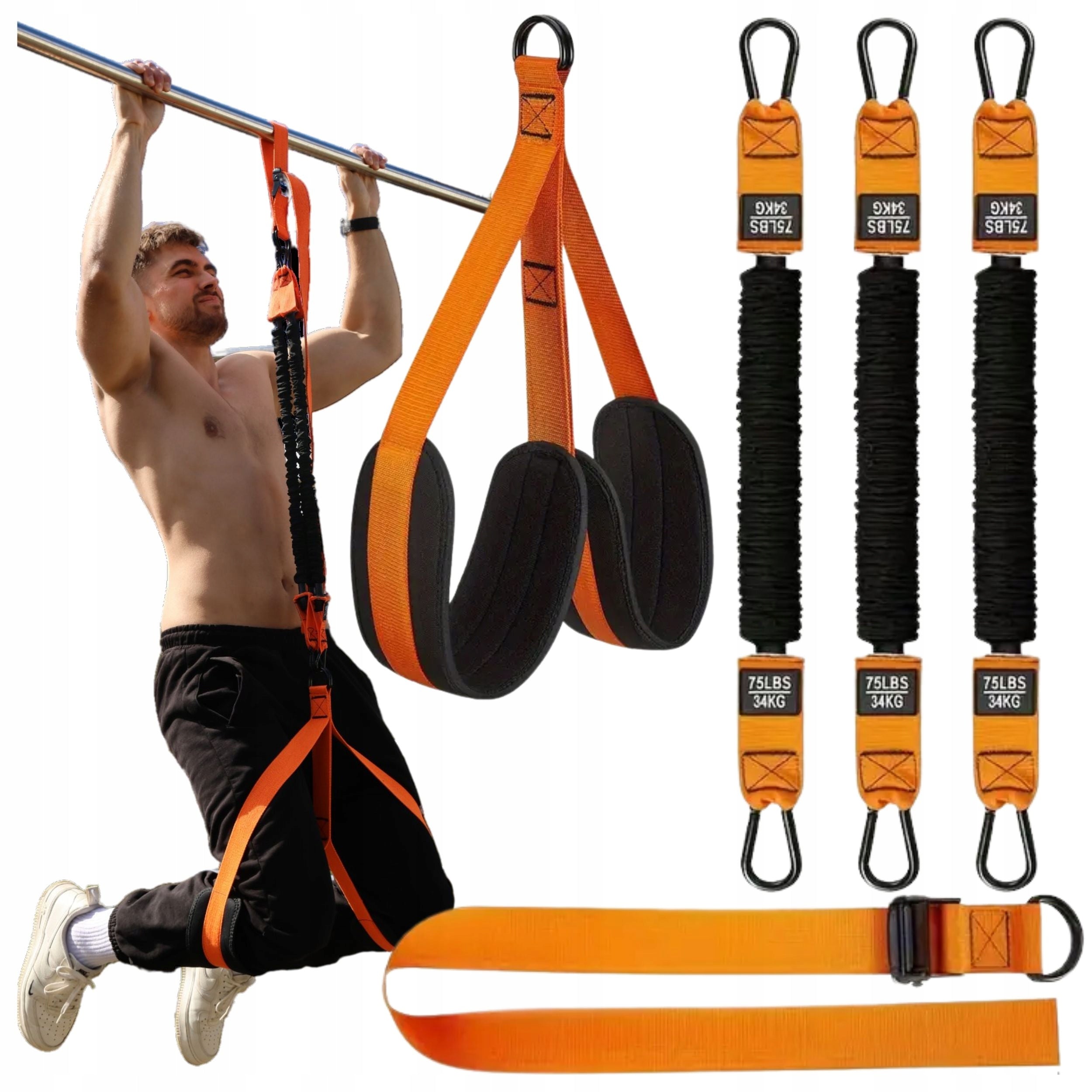 Rubber Auxiliary Pull-Up Belts Training Belts Adjustable 75-225lbs Brand Fit4Med