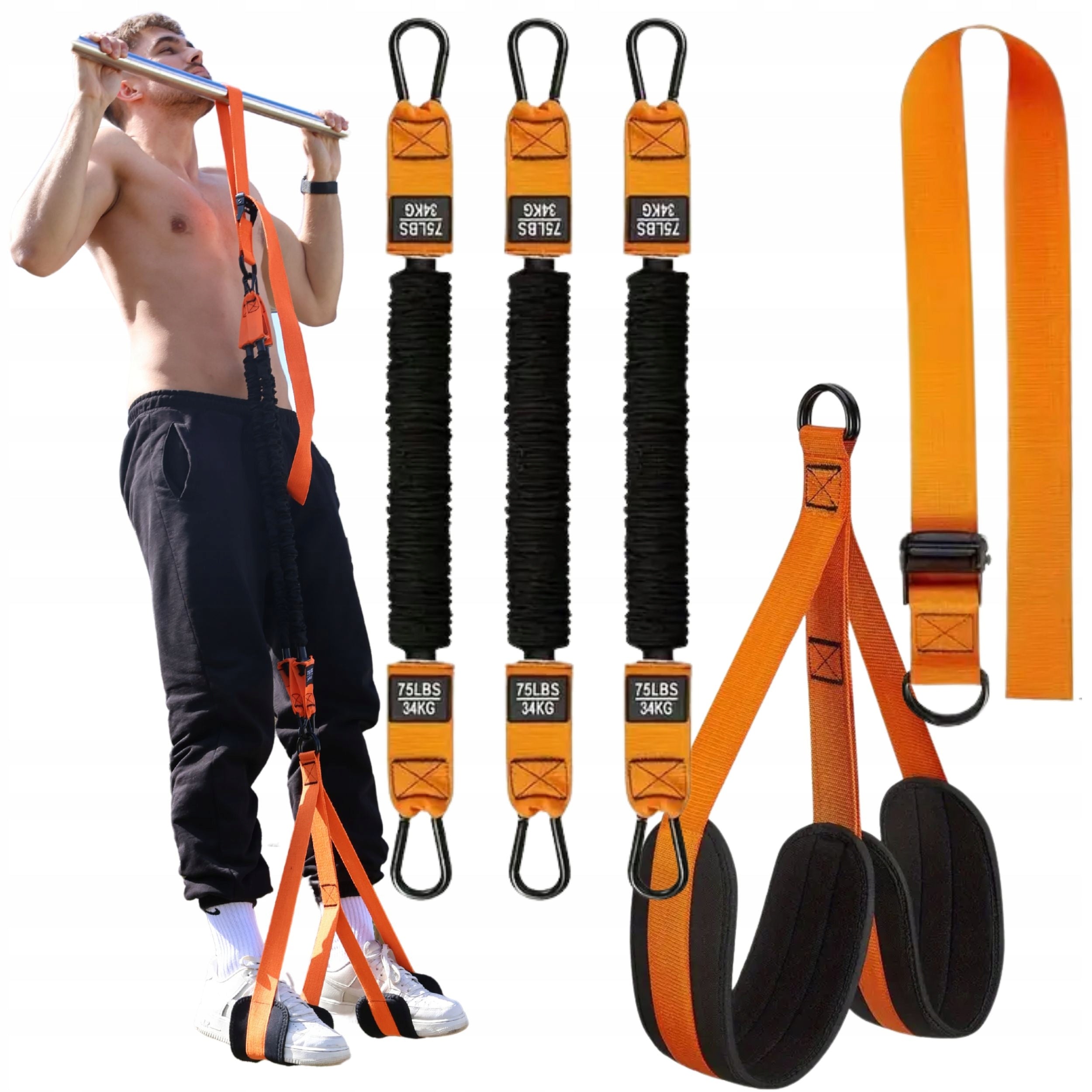 Rubber Auxiliary Pull-Up Belts Training Belts Adjustable 75-225lbs