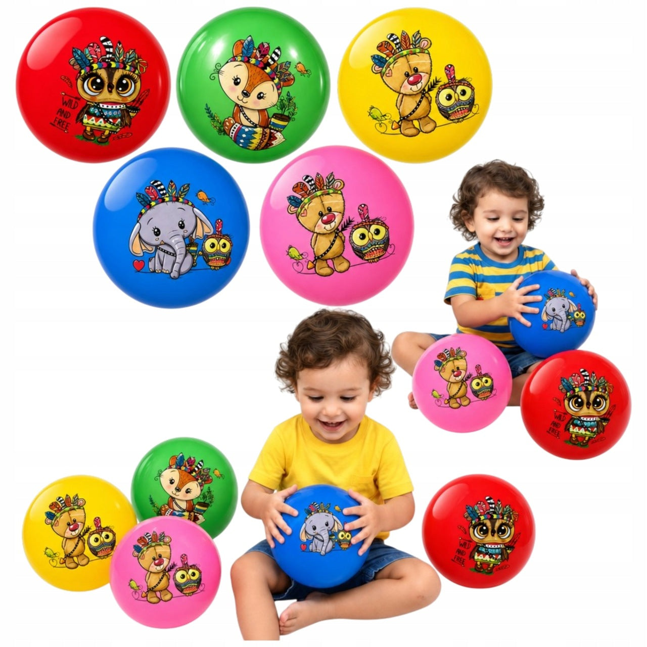 Rubber Ball Beach Garden For Swimming Pool Animals Playing Colors PVC 23cm