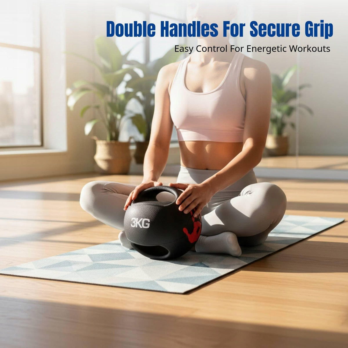 Rubber Medicine Ball, Soft Double Handle, Firm Weighted, Core Focus, Rehab Packaging status original