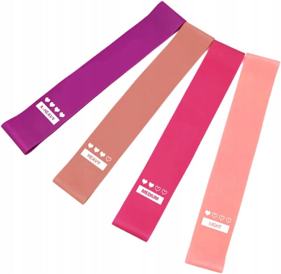 Rubber Resistance Bands Sports Double Sided Set of 4