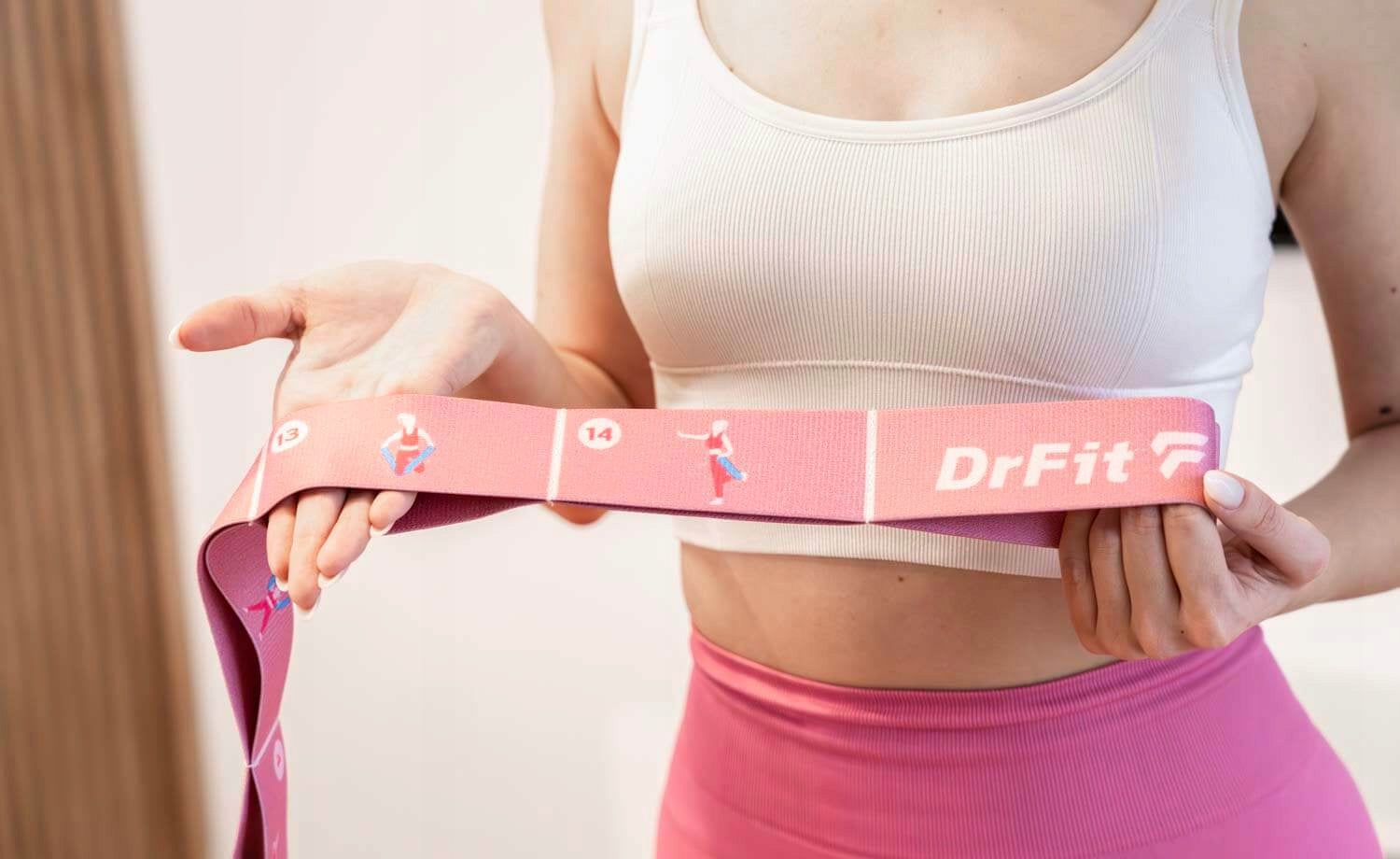 Rubber Resistance Exercise Tape Fitness Pilates Yoga with Illustrations DrFit Width 5 mm