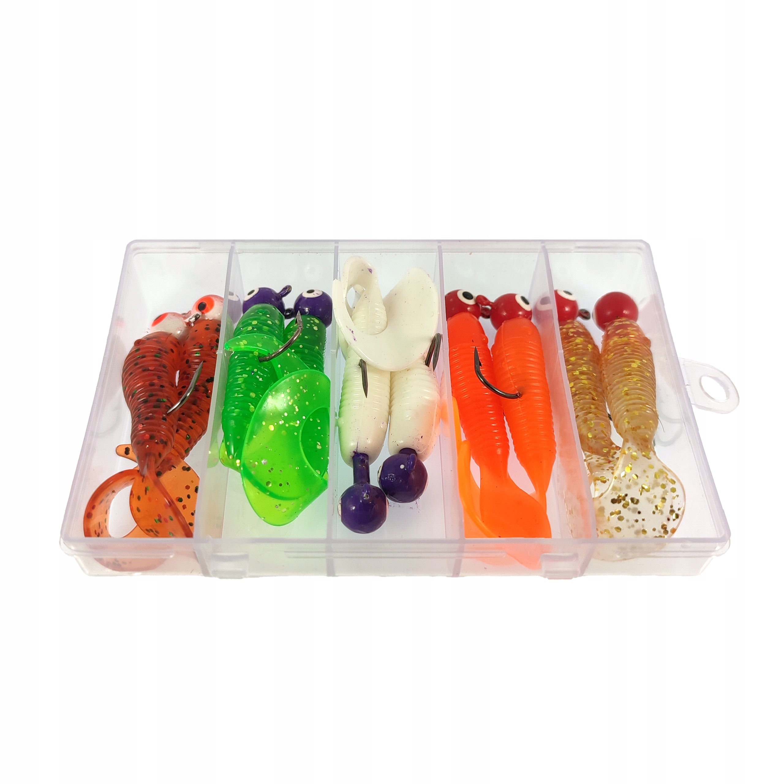 Rubber Twister Lures with Jig Heads 7cm 7g 10pcs Packaging status original