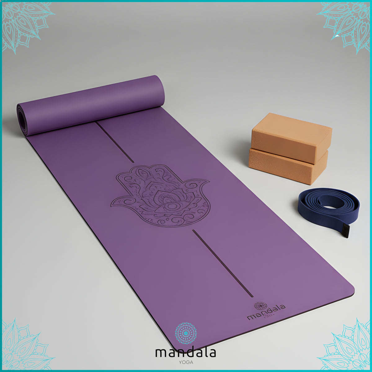 Rubber Yoga Mat Non-Slip MANDALA HAMSA LAVENDER 4mm PREMIUM Packaging status original